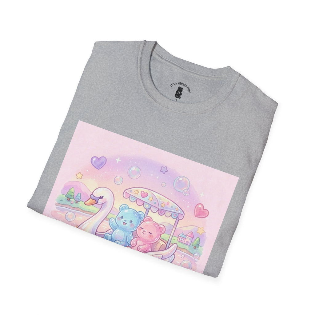 Romantic Swan Boat Ride, Gooey Gummy Friends— Kawaii Graphic T-Shirt