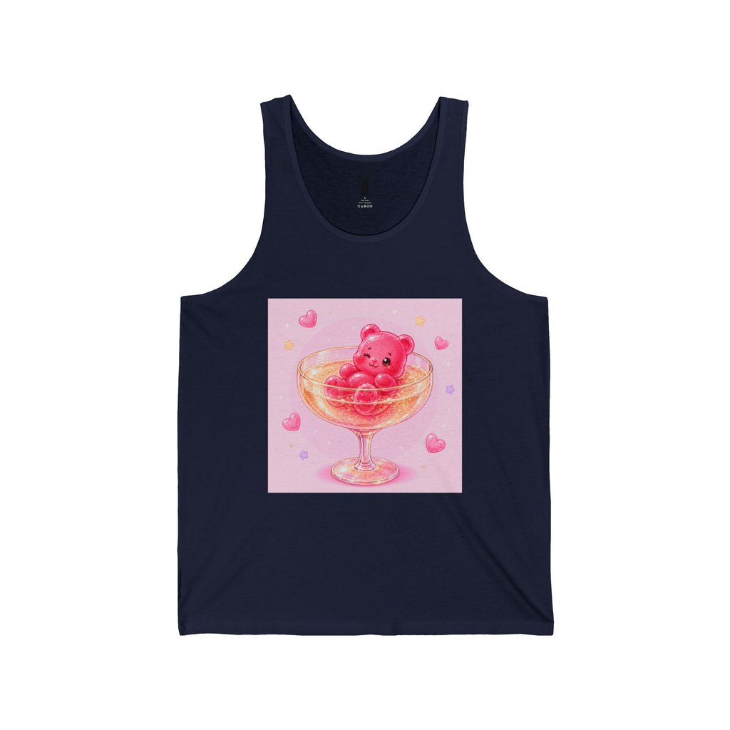 Champagne Glass Delight, Pink Boozy Gooey Gummy Bear – Kawaii Graphic Tank Top