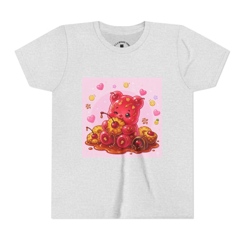 Cherry & Pineapple Gooey Gummy Bear Heart Graphic Youth T-Shirt