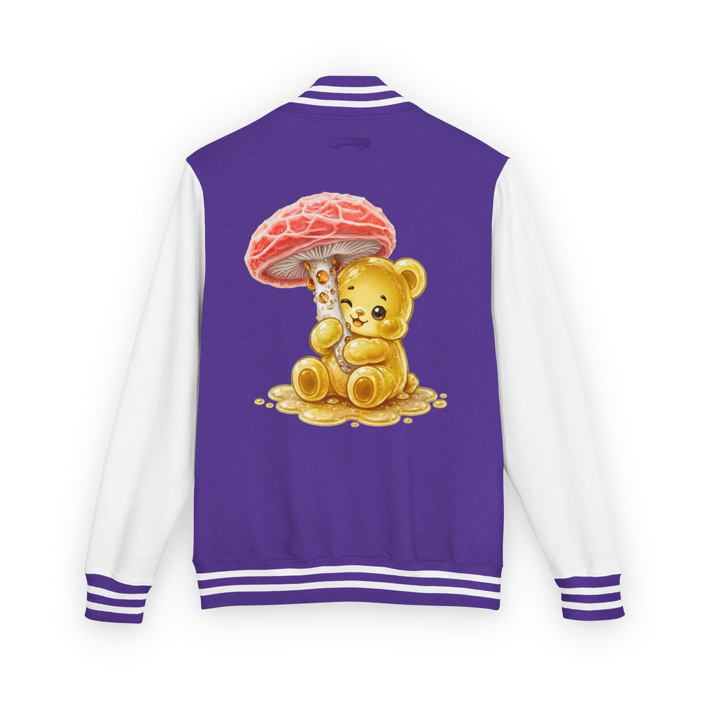 Special Orange Mushroom, Yellow Oozy Gummy Bear- Letterman Graphic Jacket