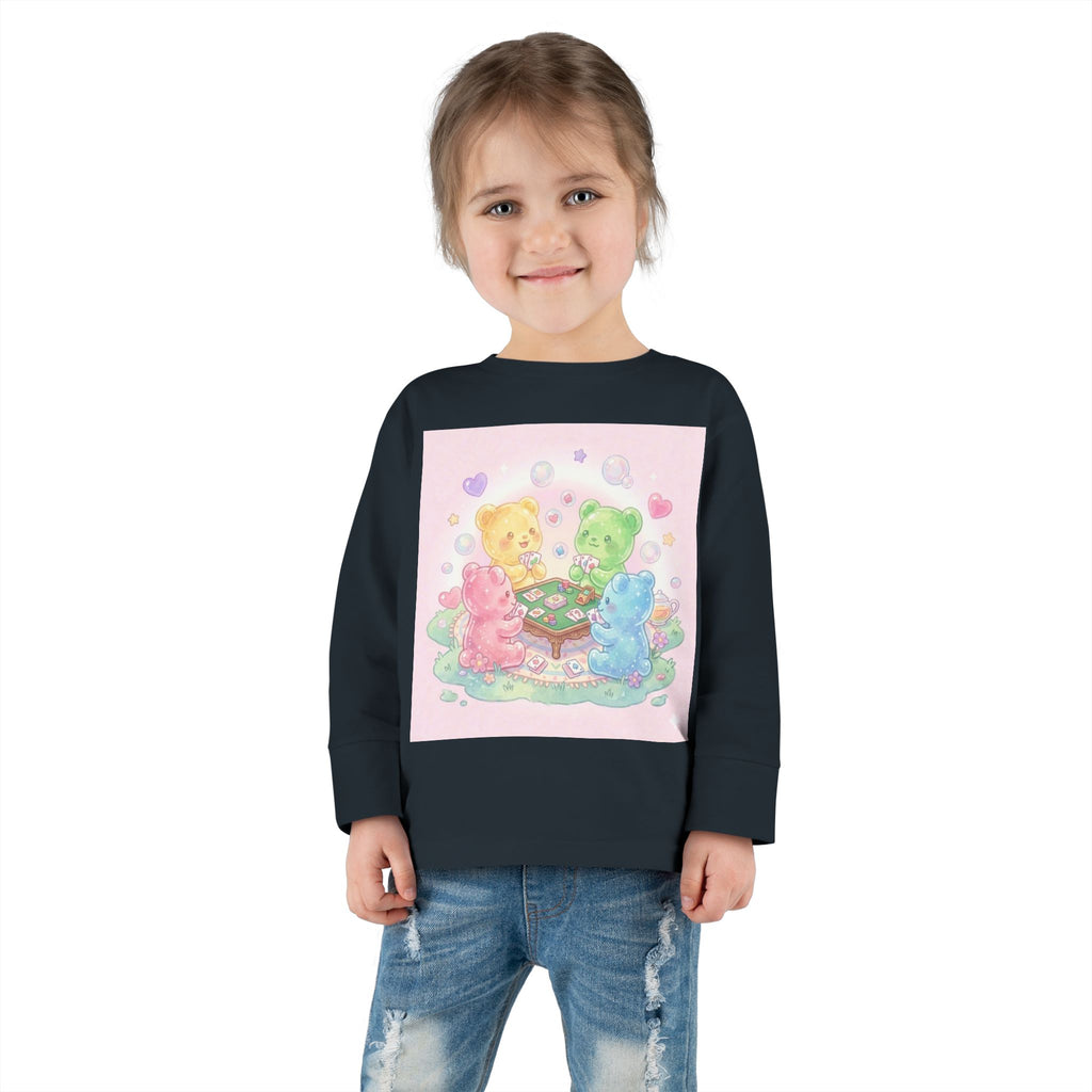 Playing Cards Together, Oozy Bear Friends Group- Graphic Long Sleeve Shirt