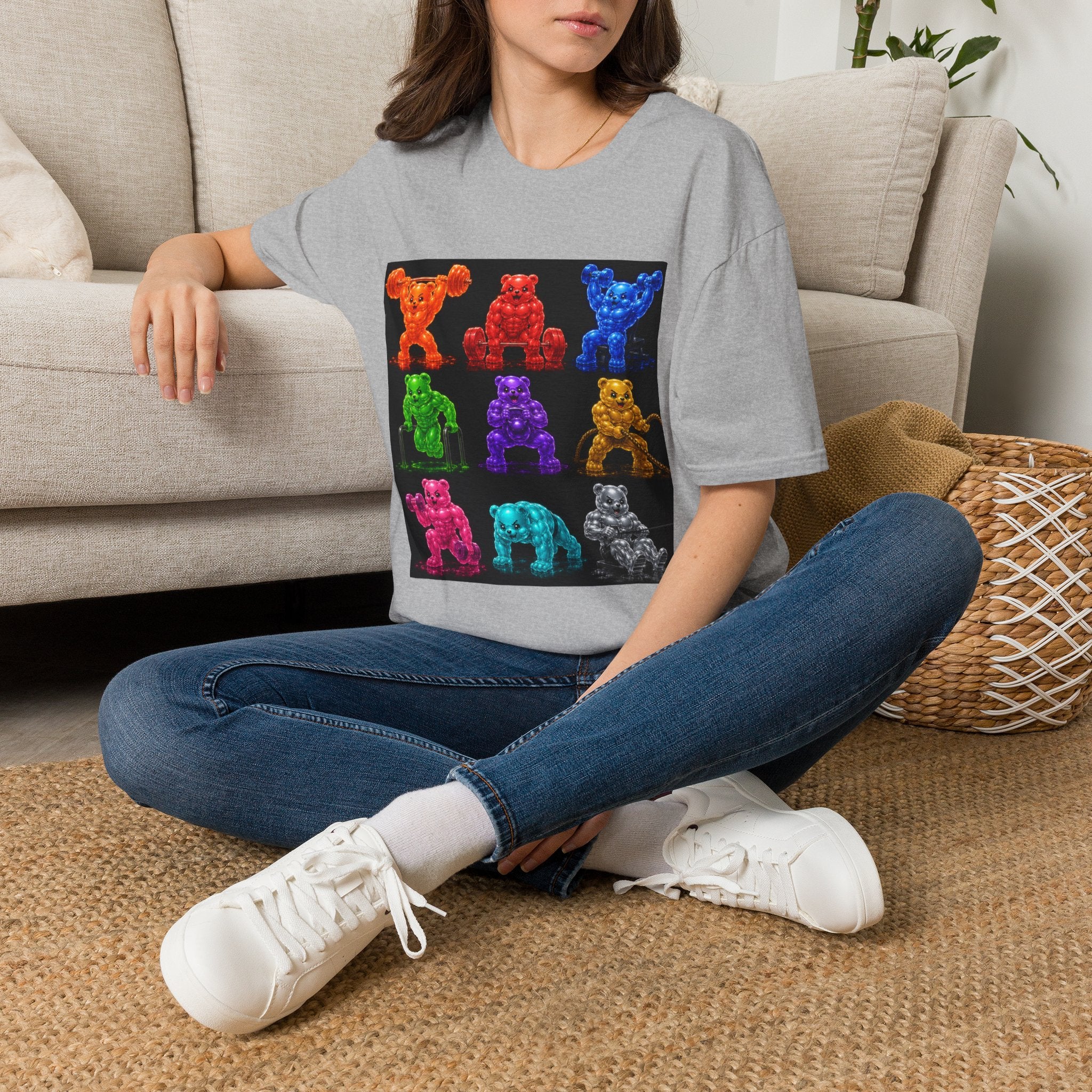 Gummy Grid of Oozy Buff Bears Workout- Adult Graphic Shirt