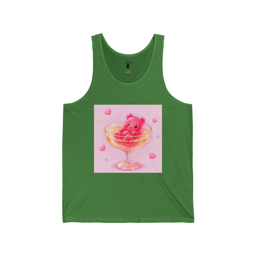 Champagne Glass Delight, Pink Boozy Gooey Gummy Bear – Kawaii Graphic Tank Top