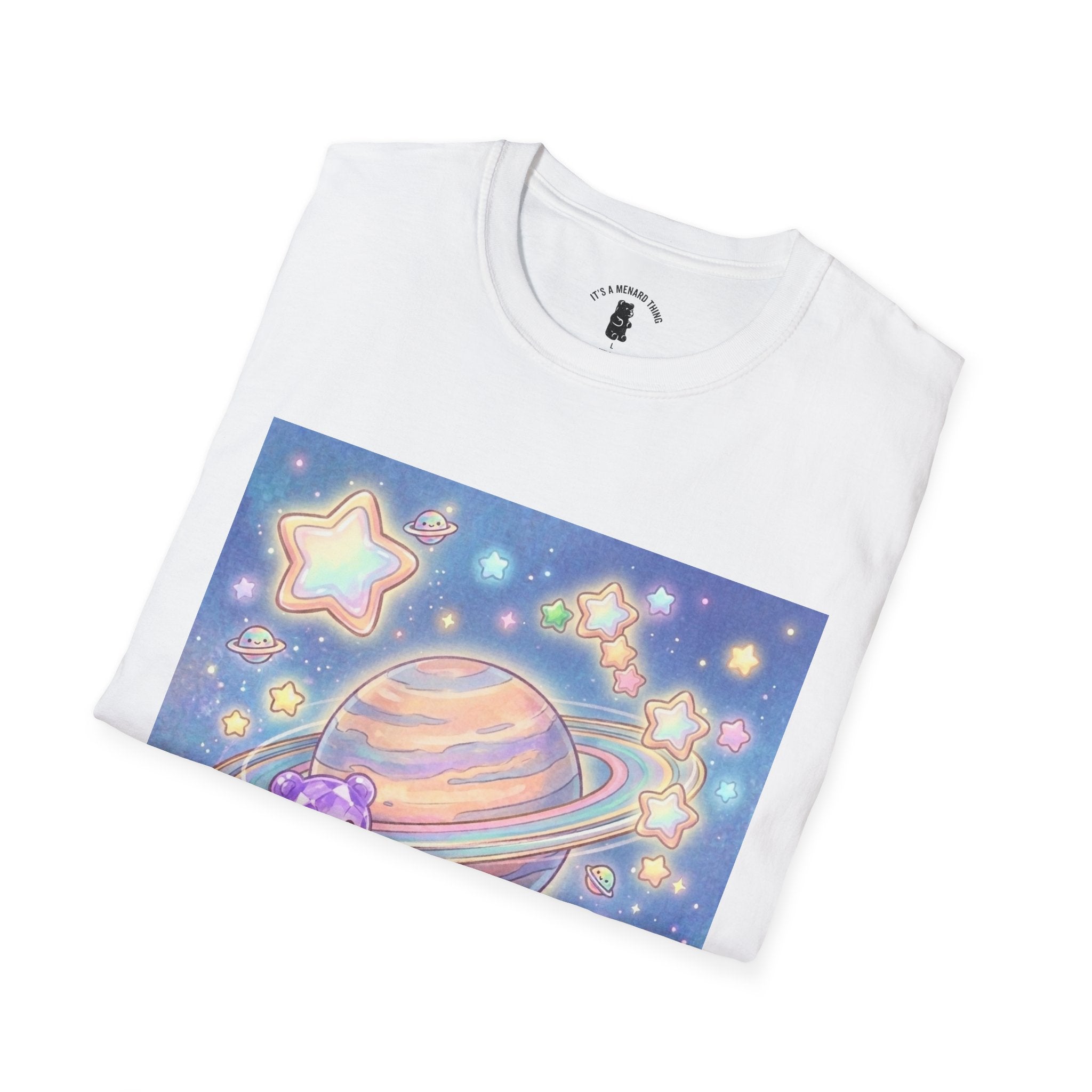 Look Upon Saturn, Purple Crystal Gooey Gummy Bear — Kawaii Graphic T-Shirt