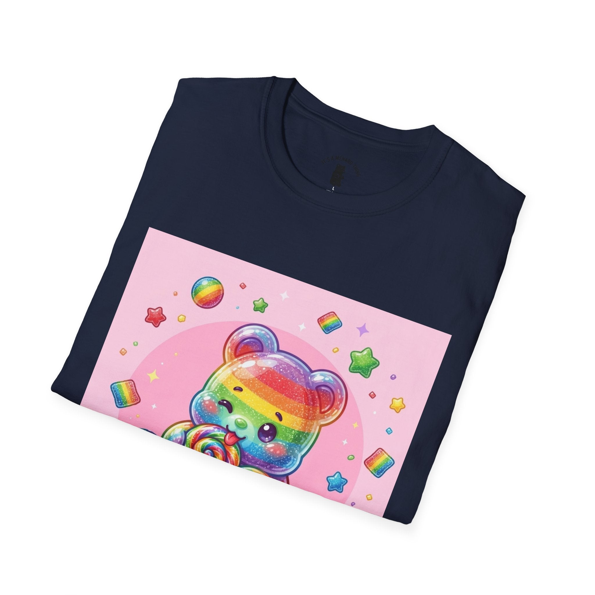 Rainbow Stripe Lollipop Gooey Gummy Bear T-Shirt — Cute Graphic Tee