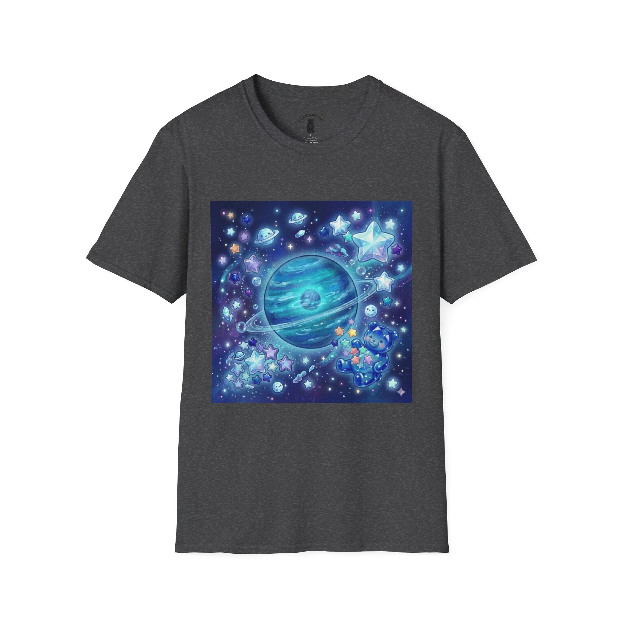 Lets Swim on Neptune, Blue Crystal Gooey Gummy Bear- Kawaii Graphic T-Shirt