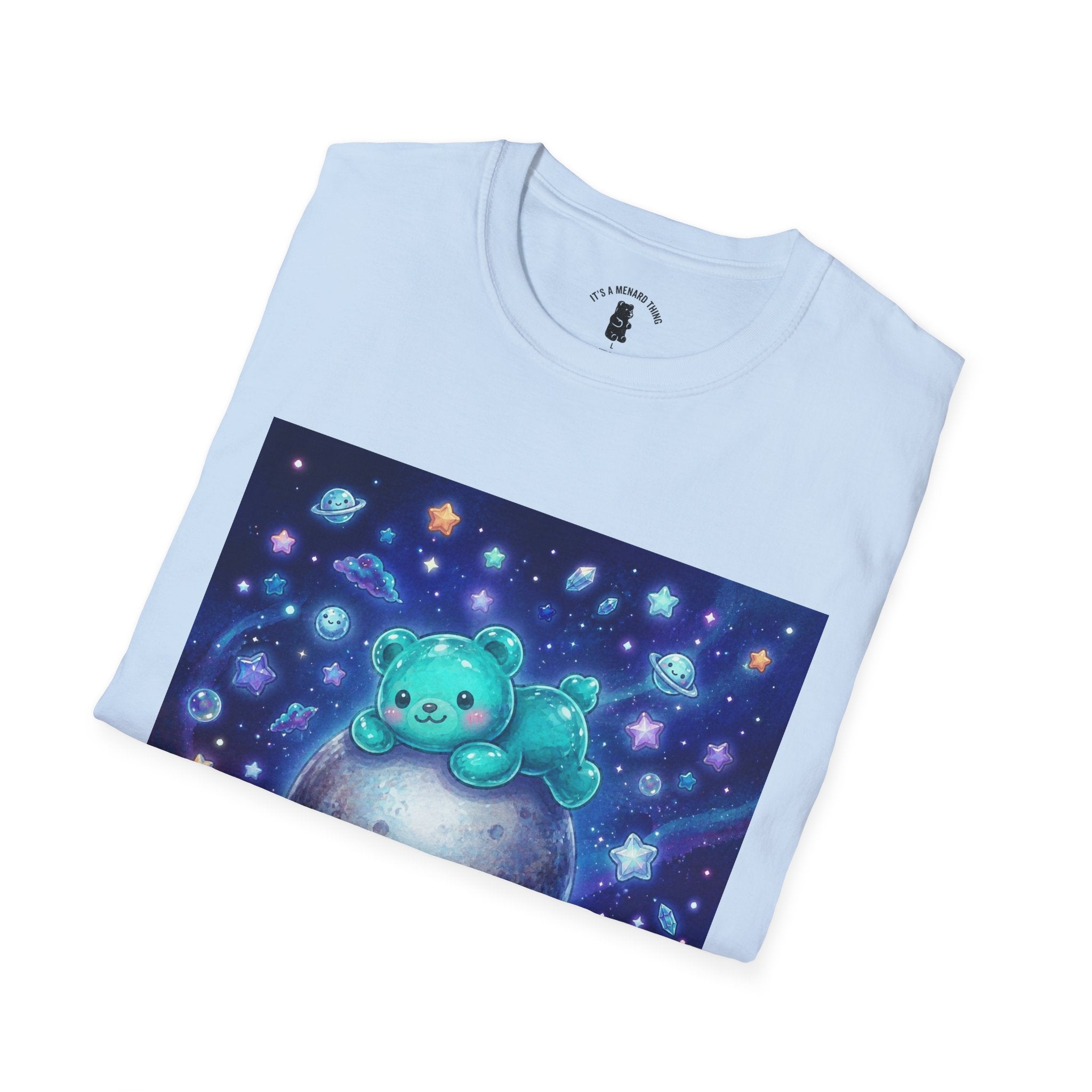 Lets Nap with Pluto, Teal Crystal Blue Gooey Gummy Bear- Kawaii Graphic T-Shirt