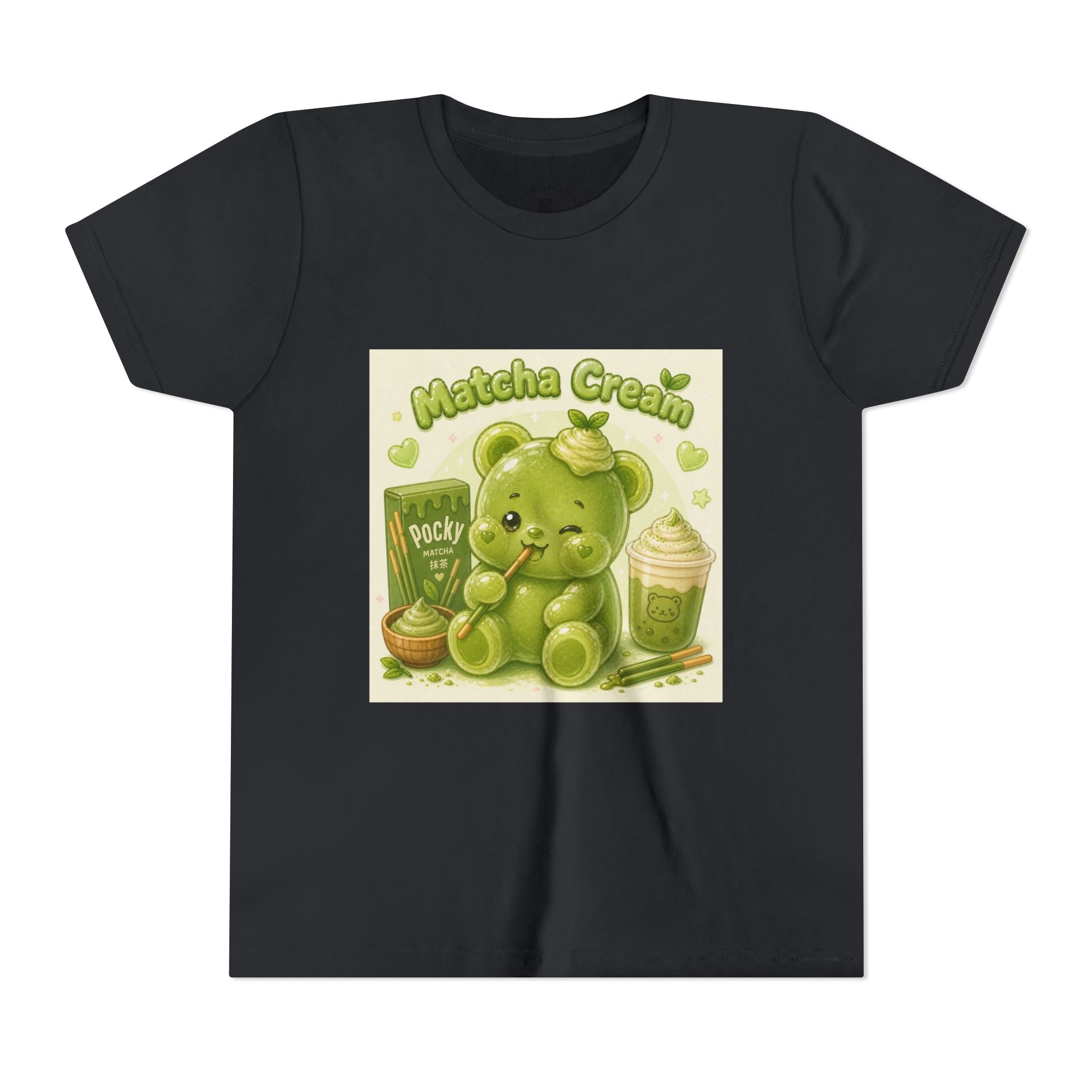 Matcha Cream Gooey Gummy Bear Youth Tee —Pocky & Dessert Graphic