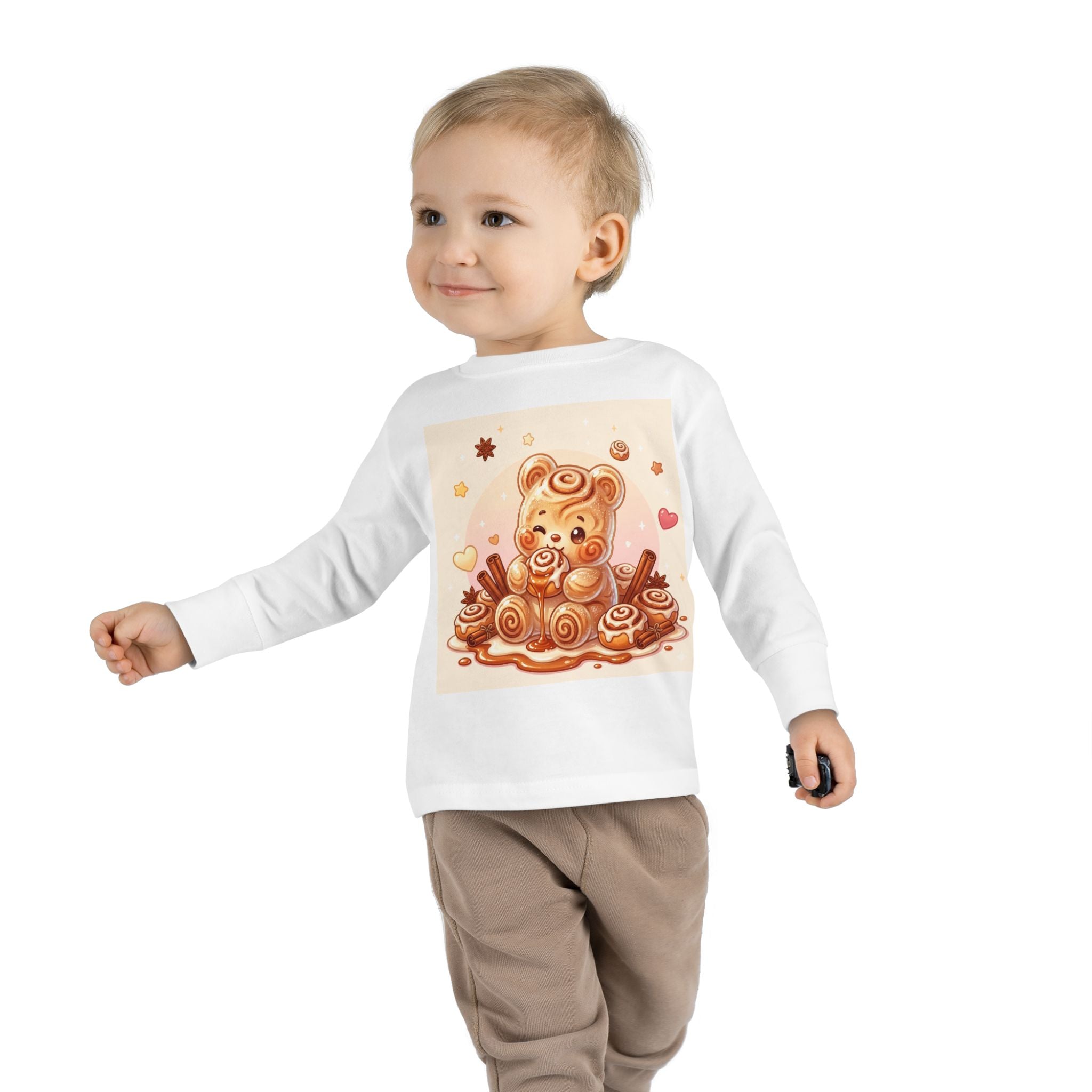 Cinnamon Roll Baked Goods, Sweet Oozy Bear Gummy Friend- Kids Graphic Long Sleeve Shirt