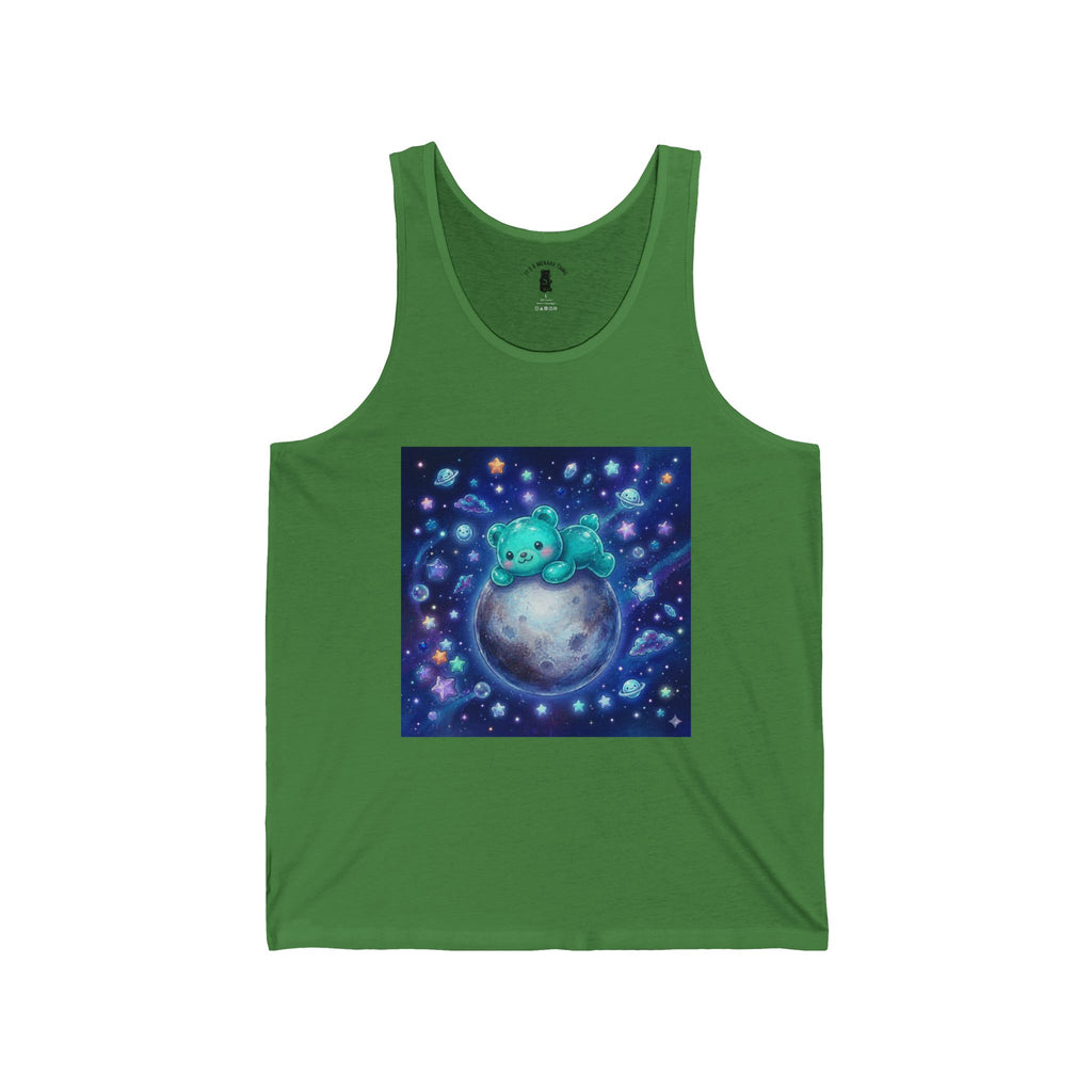 Taking a Nap on Planet Pluto, Blue Oozy Bear Gummy Friend- Graphic Tank Top