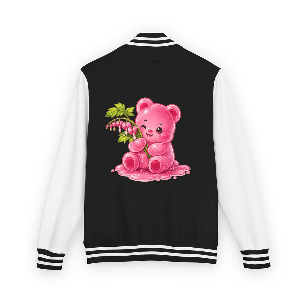 Bleeding Hearts, Pink Gooey Gummy Bear Friend  — Retro Varsity Coat