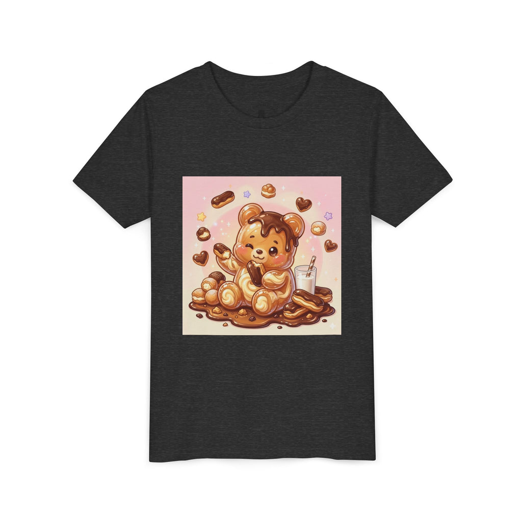 Cute Chocolate Eclair & Milk Gooey Gummy Bear Youth T-Shirt
