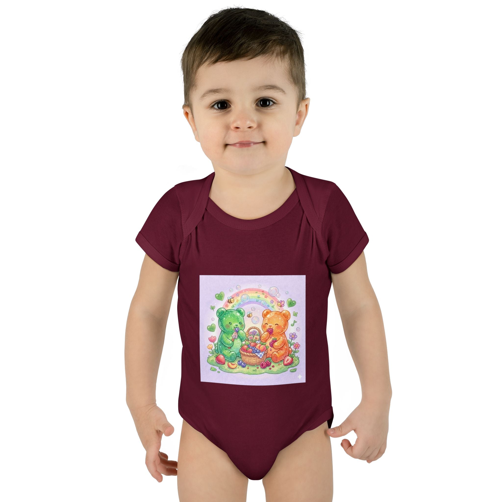 Fruit Garden Eating Gooey Gummy Bears Infant Bodysuit — Baby Shower Gift