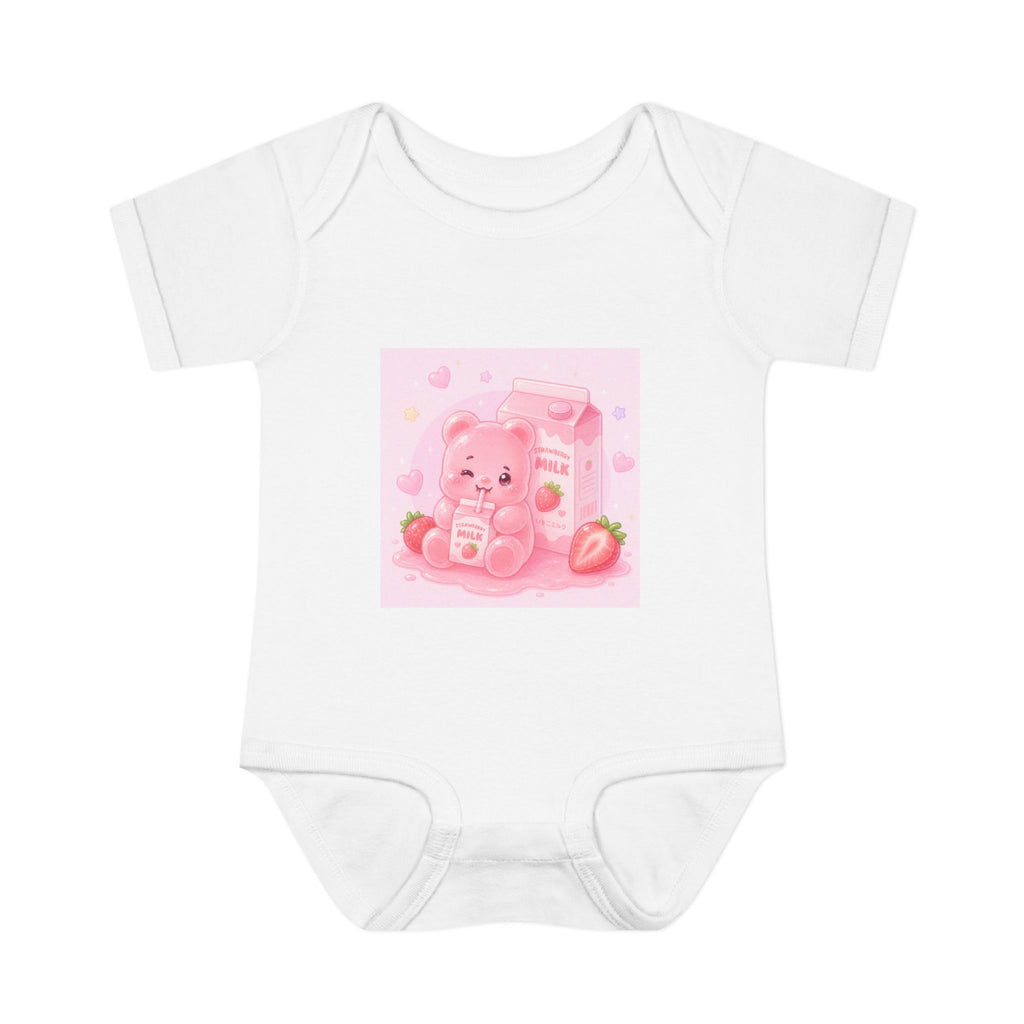 Pink Strawberry Milk Gooey Gummy Bear Infant Bodysuit