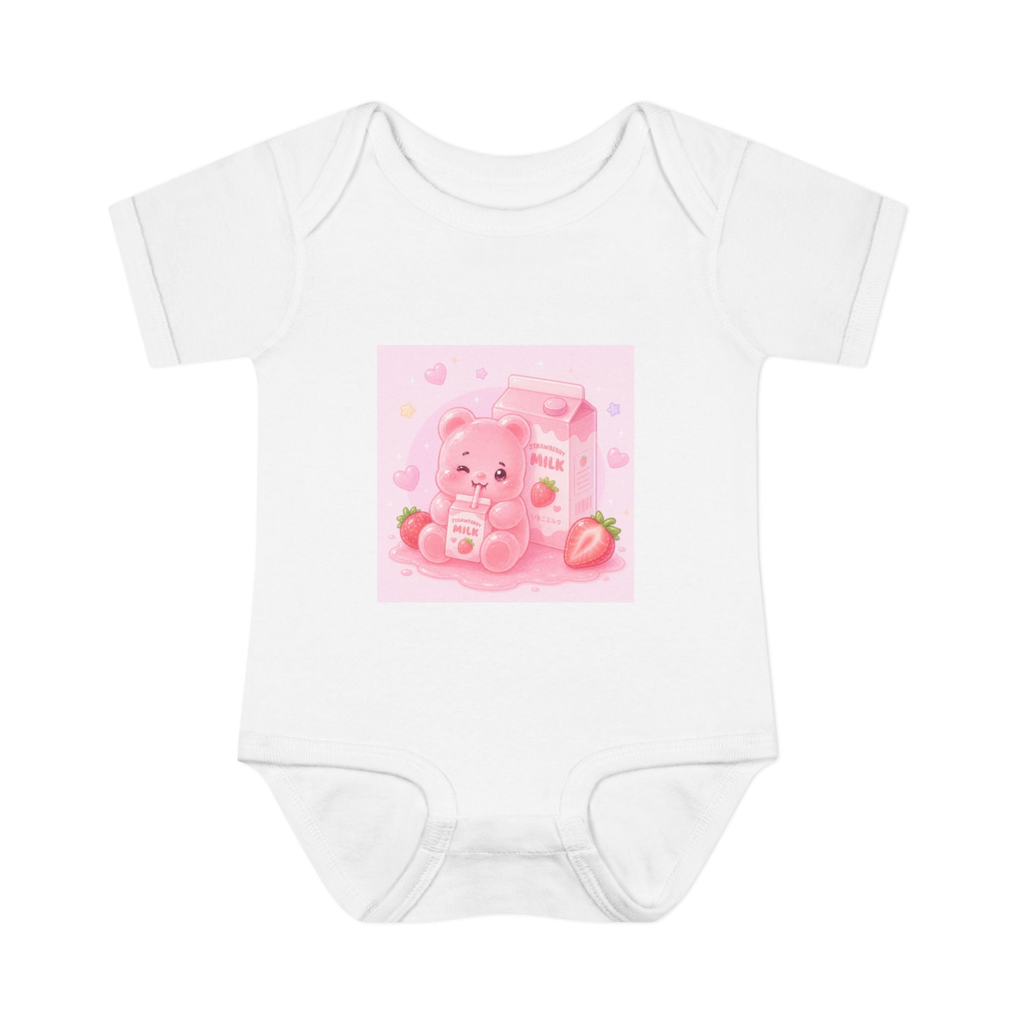 Pink Strawberry Milk Gooey Gummy Bear Infant Bodysuit