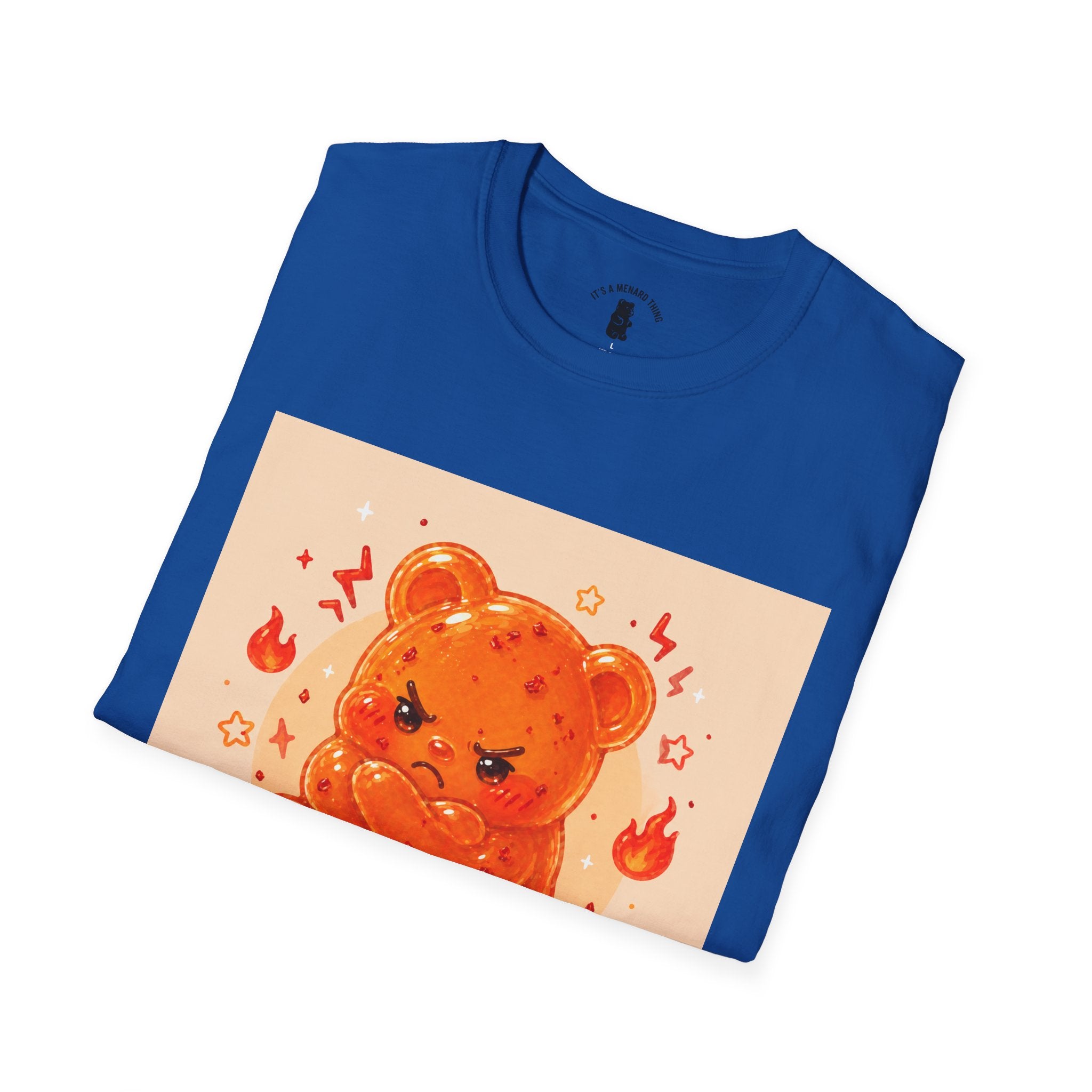 'Spicy Mood' Gooey Gummy Bear T-Shirt —Fiery Kawaii Graphic Tee