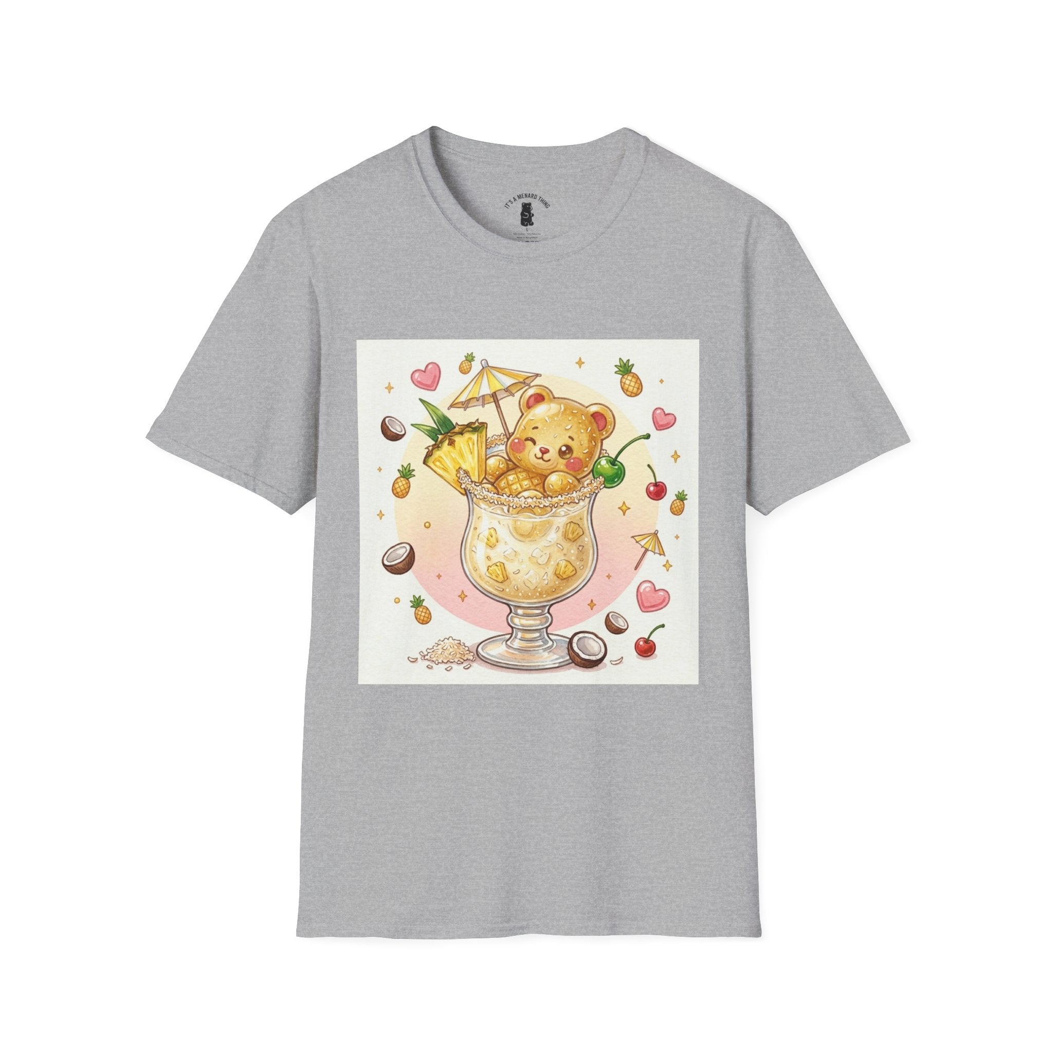 Pina Colada on the Beach, Boozy Gooey Gummy Bear- Kawaii Graphic T-Shirt