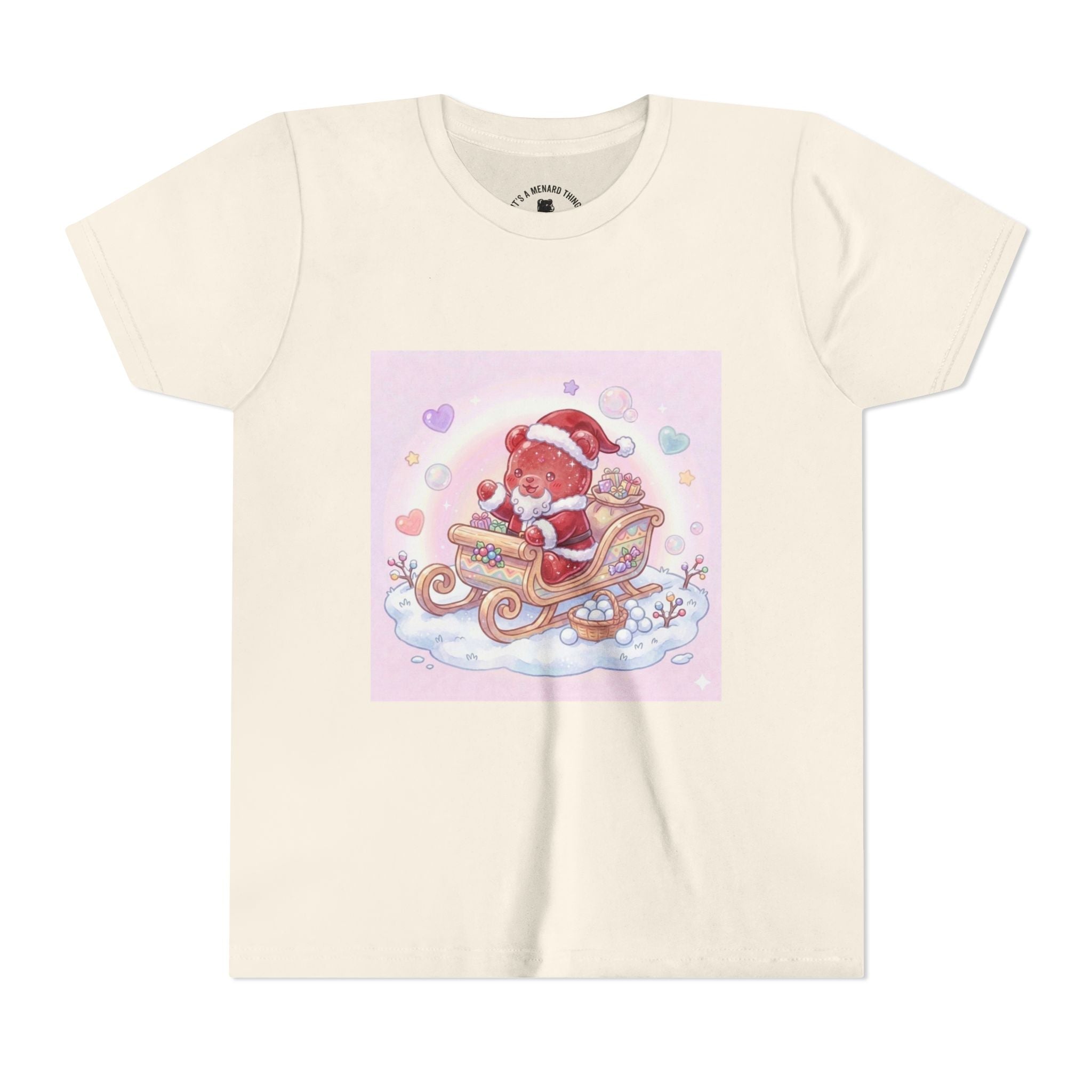 Cute Gooey Gummy Red Santa in Sleigh Holiday Shirt