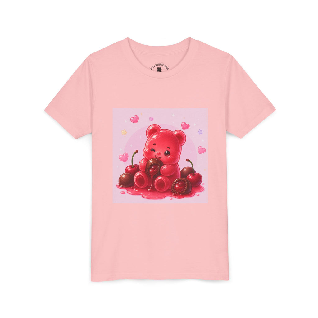 Red Gooey Gummy Bear with Chocolate & Cherries Youth T‑Shirt