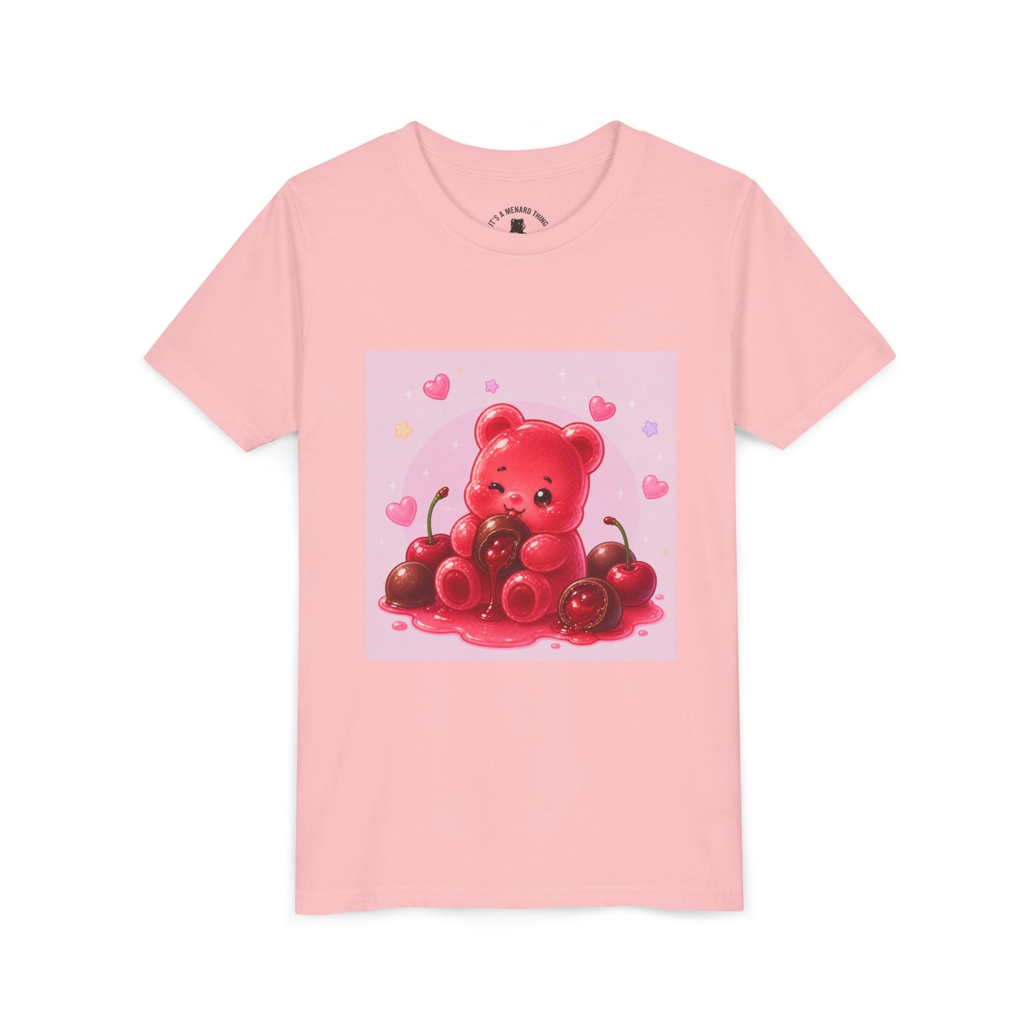 Red Gooey Gummy Bear with Chocolate & Cherries Youth T‑Shirt