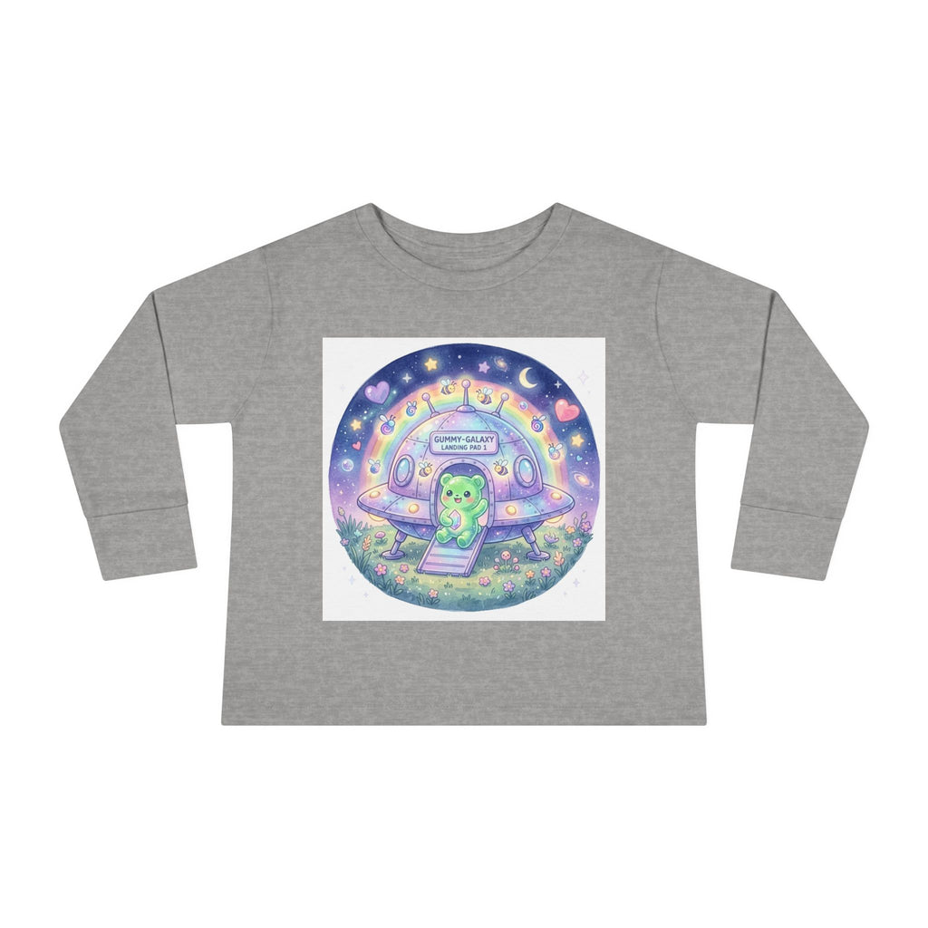 Cute Alien UFO Nightscape Oozy Bear Special- Graphic Long Sleeve Shirt