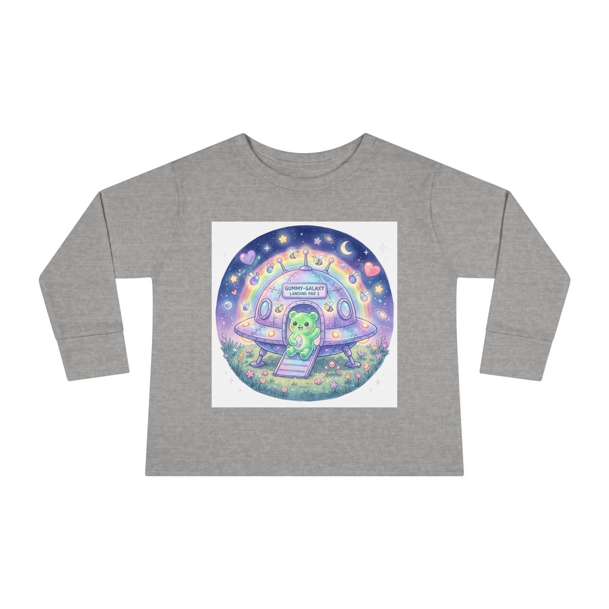Cute Alien UFO Nightscape Oozy Bear Special- Graphic Long Sleeve Shirt