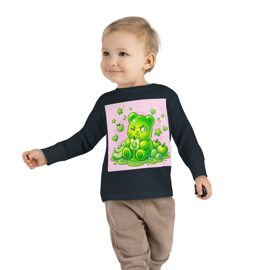 Green Sour Apple, Oozy Gummy Bear Friends- Kids Long Sleeve Shirt