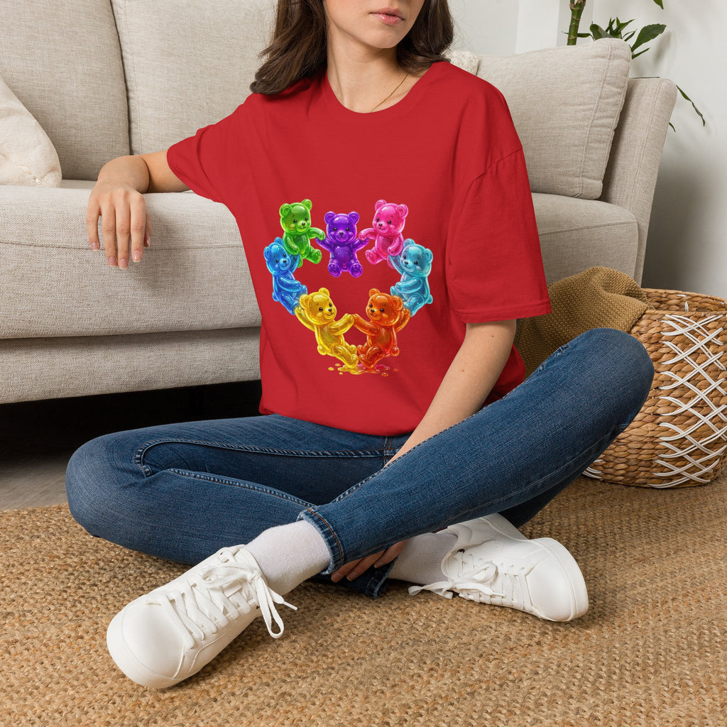 Holding Hands Into Heart Oozy Bear Gummy Friends- Graphic Shirt