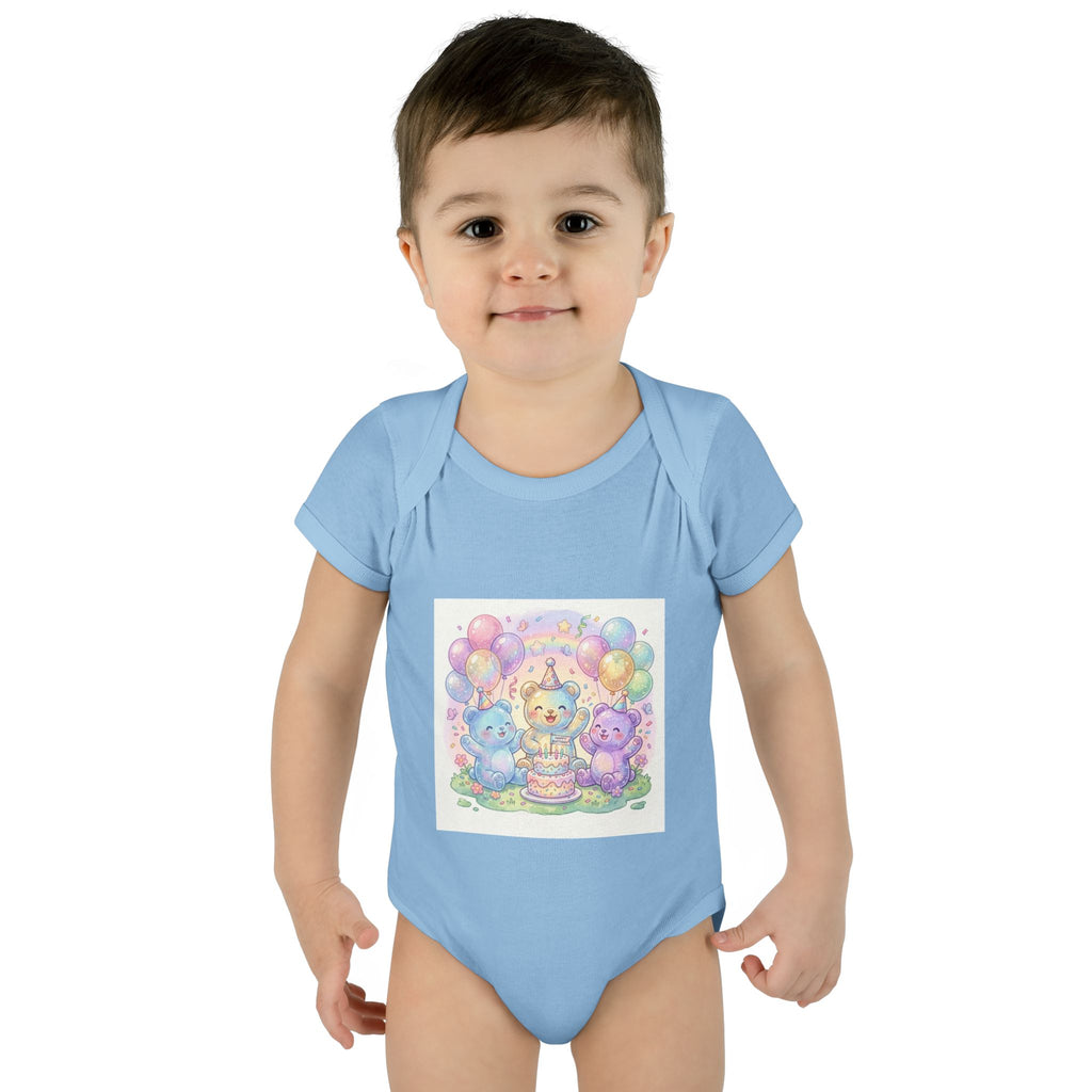 Birthday Gooey Bears, Cake & Balloons Infant Onesie