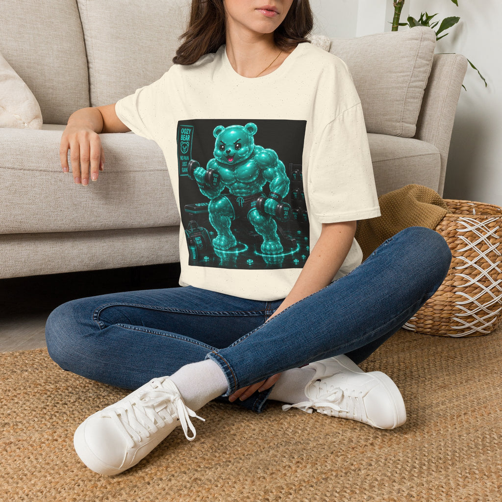 Working Out, Teal Oozy Buff Bear Gummy Gym Addition- Adult Graphic Shirt