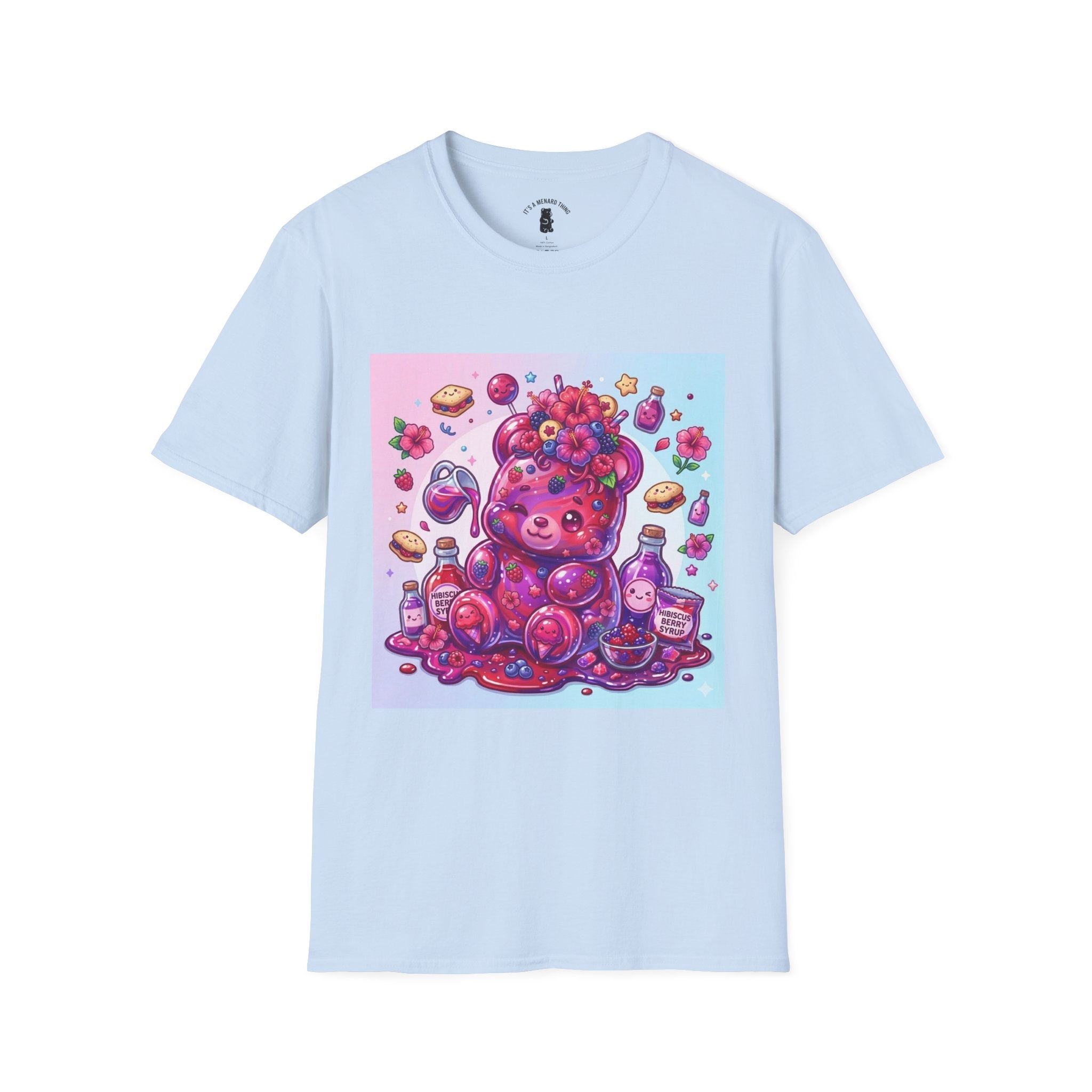 Hibiscus and Mixed Berry Jam, Exotic fruit Flower Gooey Gummy — Kawaii Illustrated T-Shirt