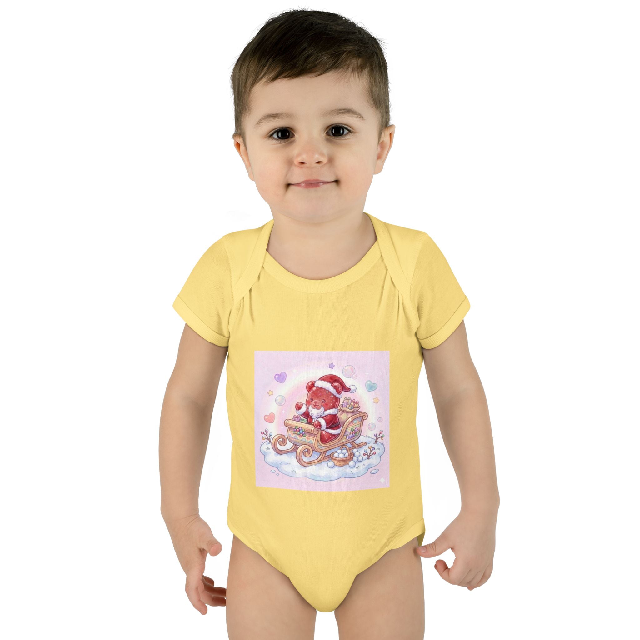 Baby Bodysuit – Gooey Gummy Santa in Sleigh Christmas Infant Onesie