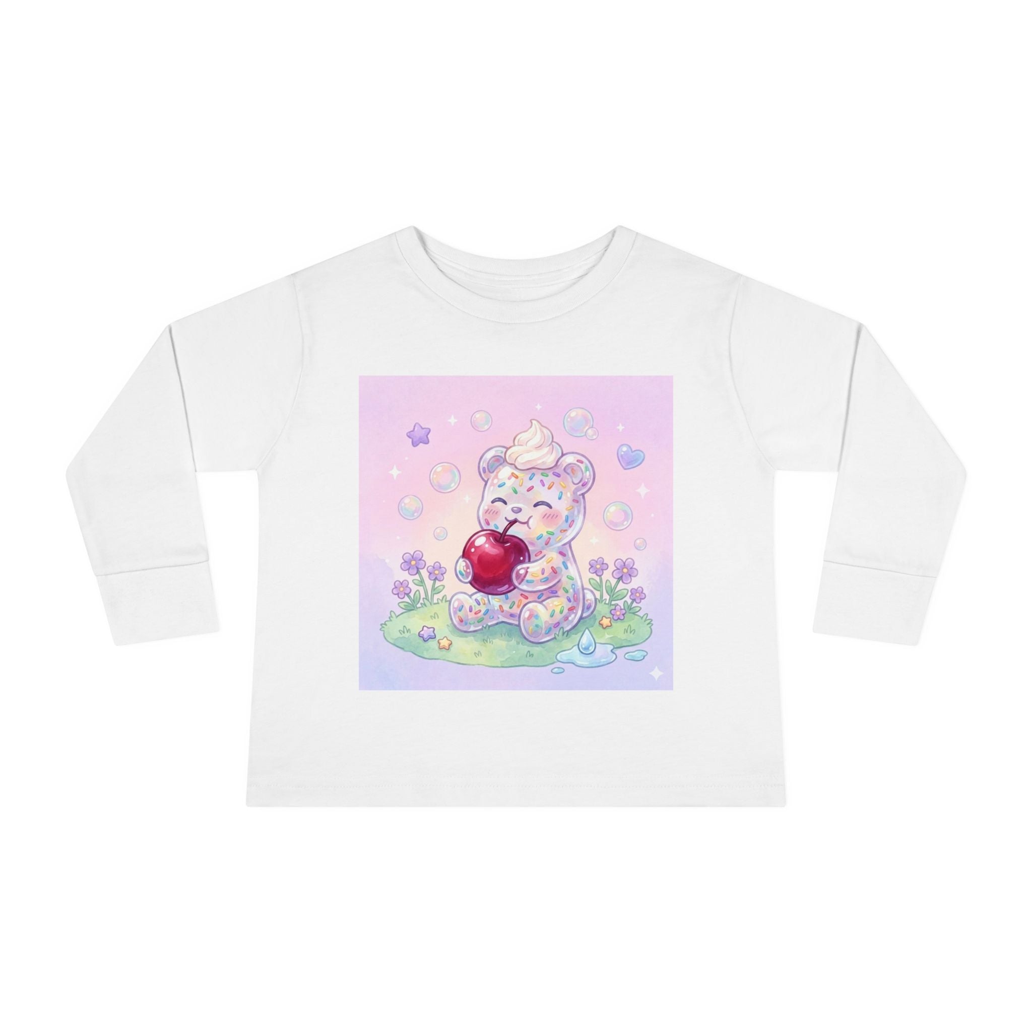 White Birthday Sprinkles with Cherry Snack, Oozy Bear Friend- Graphic Long Sleeve Shirt