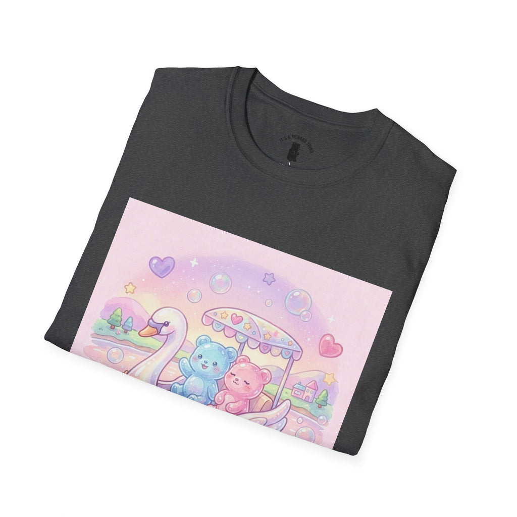Romantic Swan Boat Ride, Gooey Gummy Friends— Kawaii Graphic T-Shirt