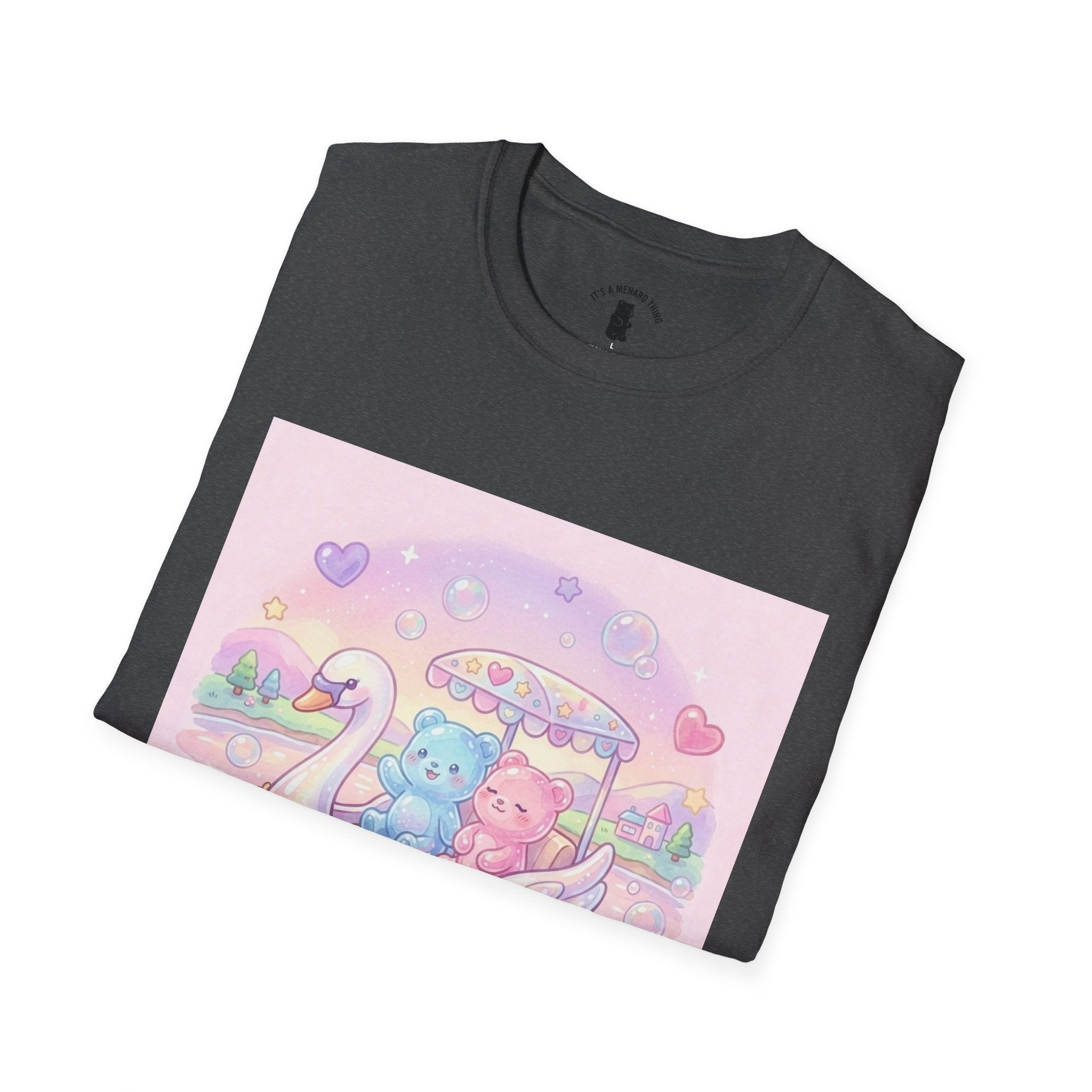 Romantic Swan Boat Ride, Gooey Gummy Friends— Kawaii Graphic T-Shirt