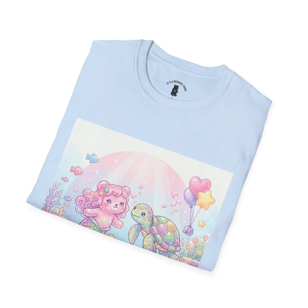 Pink Gummy Mermaid & Turtle friend, Gooey Gummy Freinds- Kawaii Graphic T-Shirt