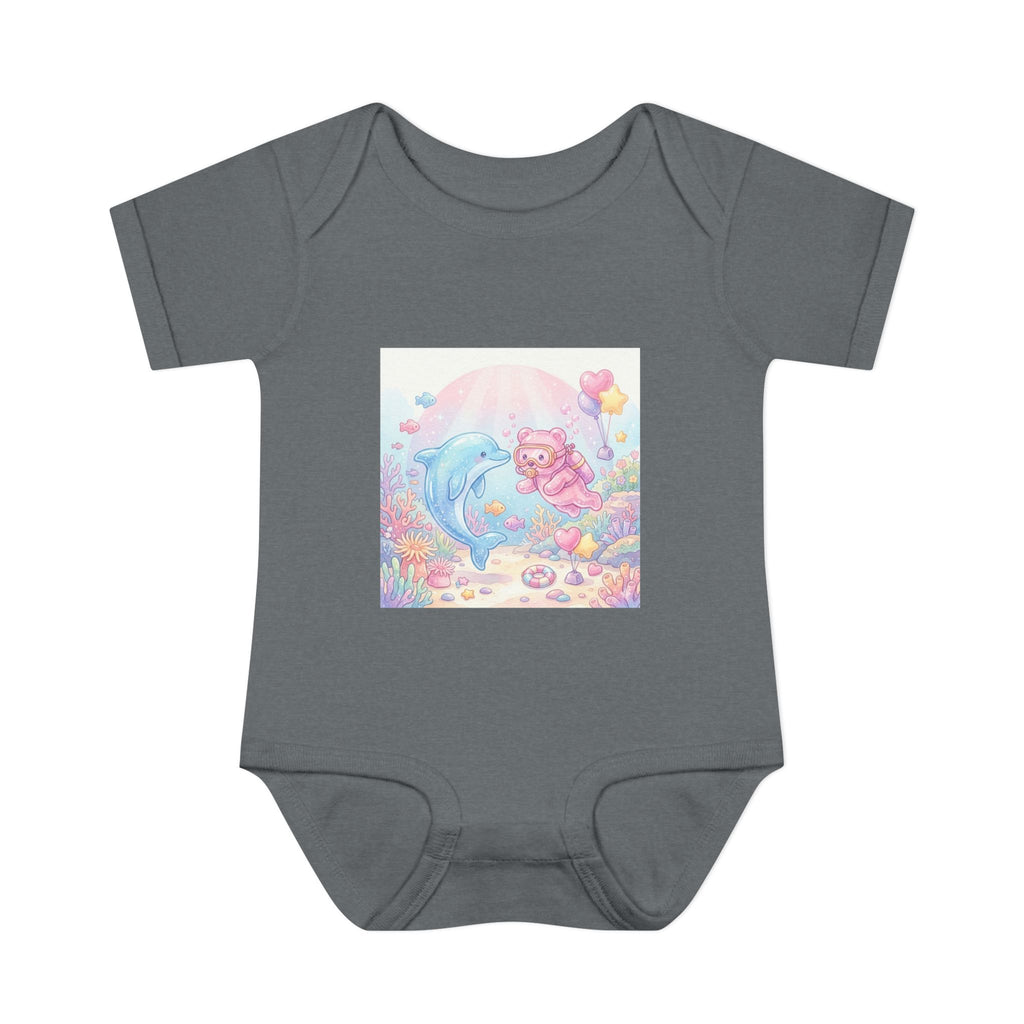 Infant Bodysuit — Pastel Dolphin & Pink Gummy Bear Underwater Baby Onesie