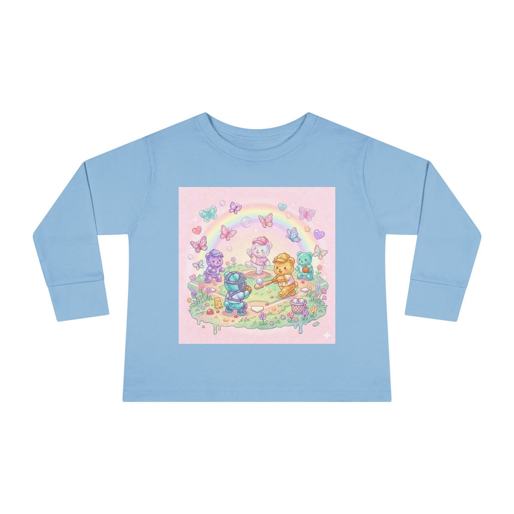 Playing Baseball With friends, Oozy Bear Outdoor Playtime- Graphic Long Sleeve Shirt