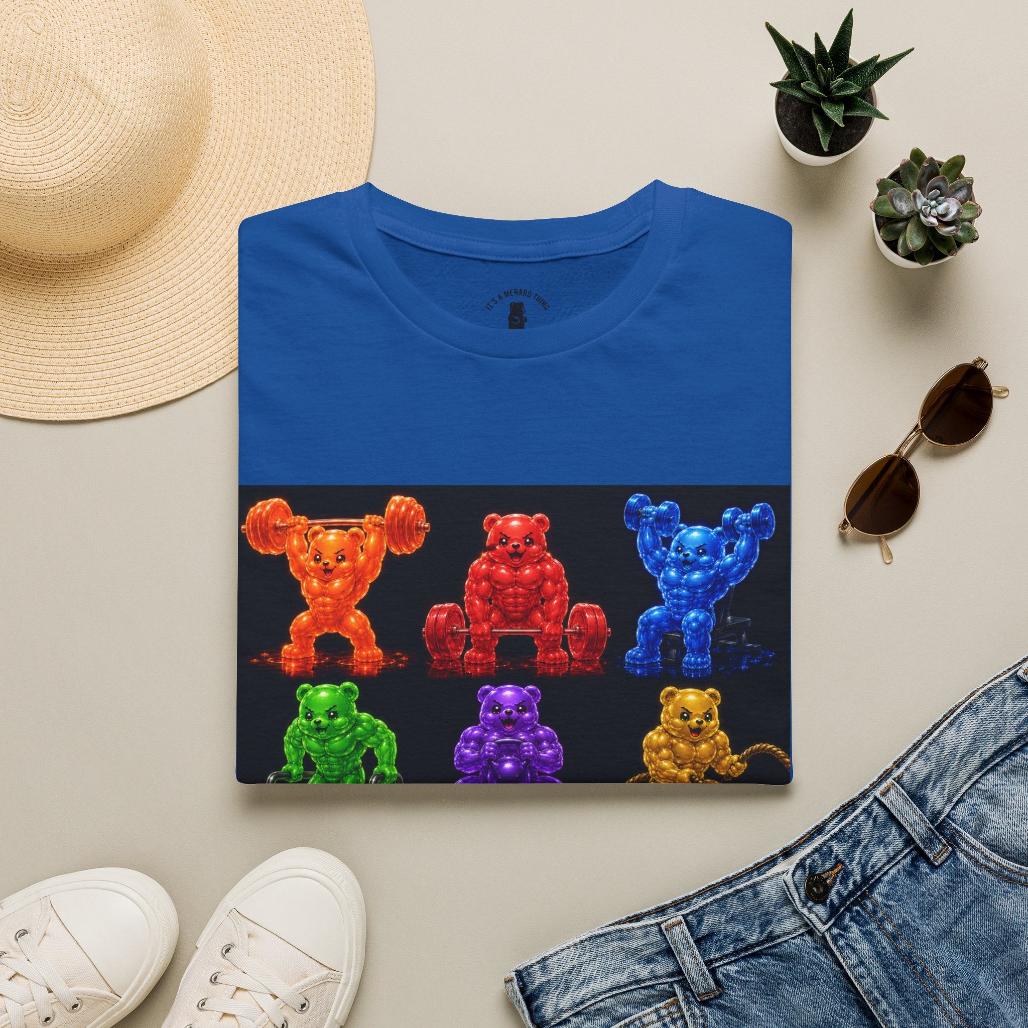Gummy Grid of Oozy Buff Bears Workout- Adult Graphic Shirt