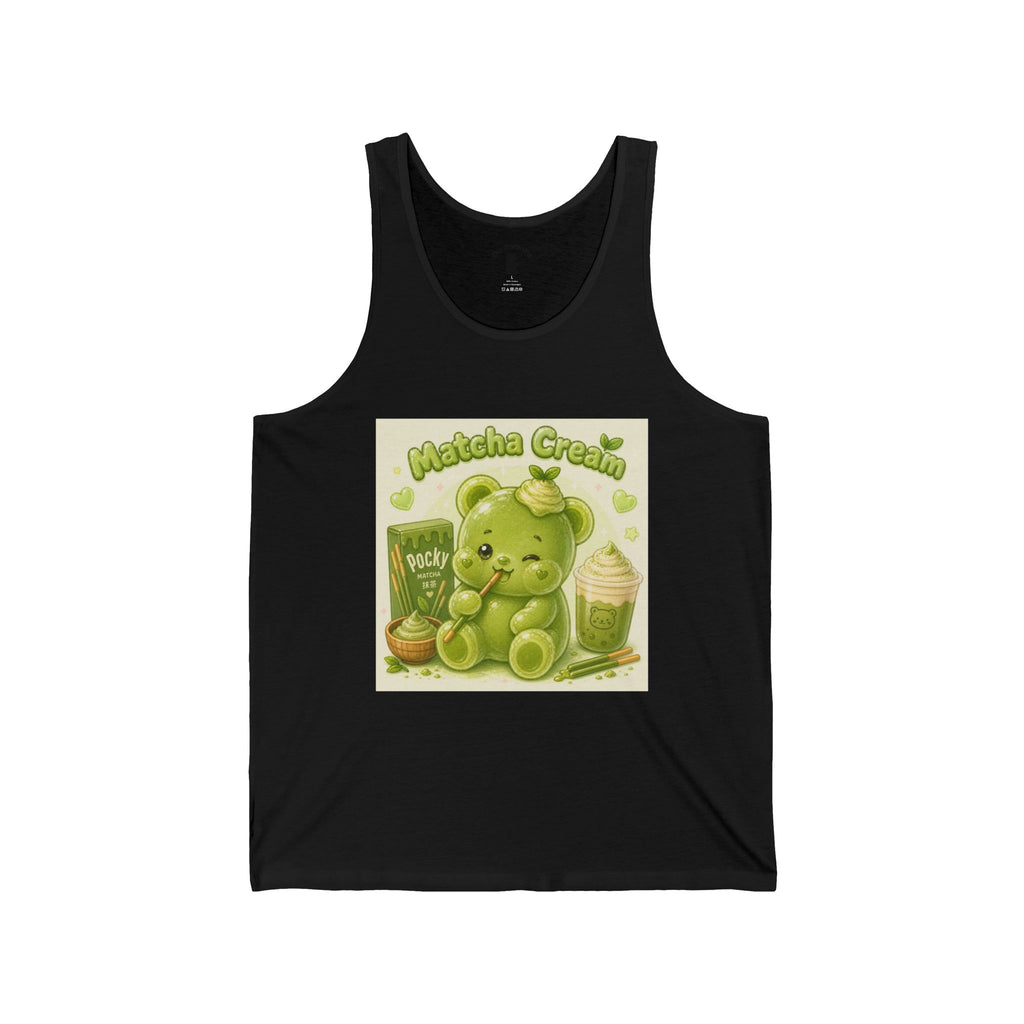 Matcha Cream Latte & Pocky Stick snack Green Gooey Gummy Bear — Kawaii Graphic Tank Top