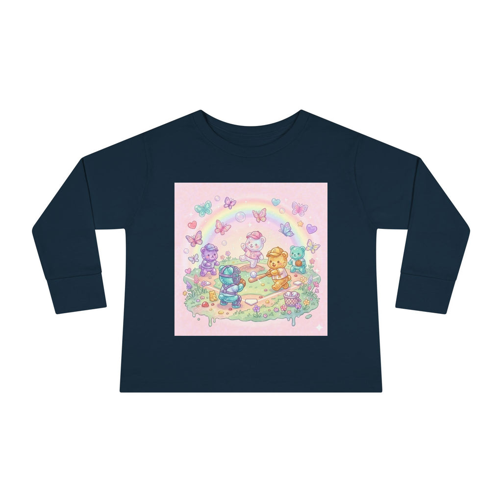 Playing Baseball With friends, Oozy Bear Outdoor Playtime- Graphic Long Sleeve Shirt