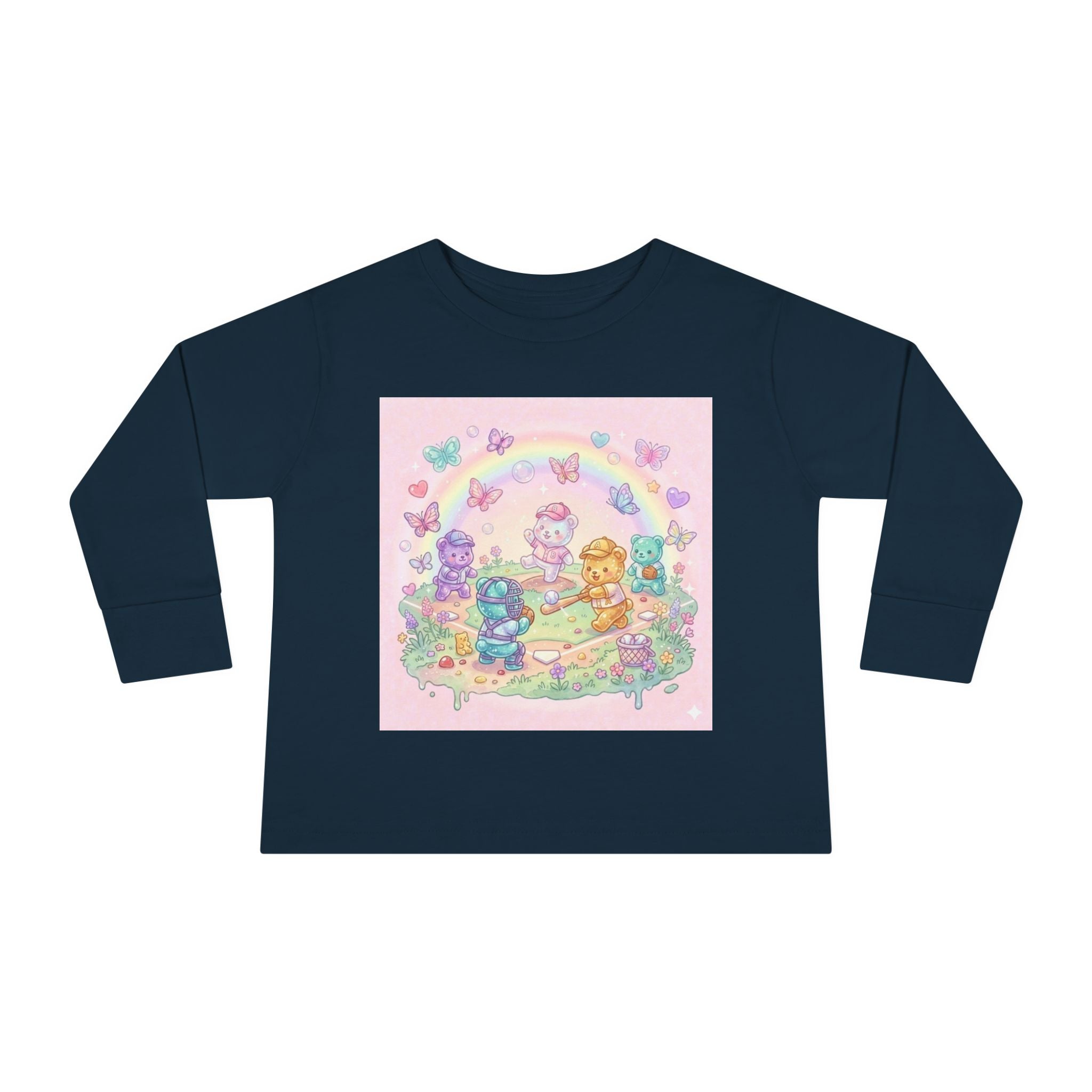 Playing Baseball With friends, Oozy Bear Outdoor Playtime- Graphic Long Sleeve Shirt