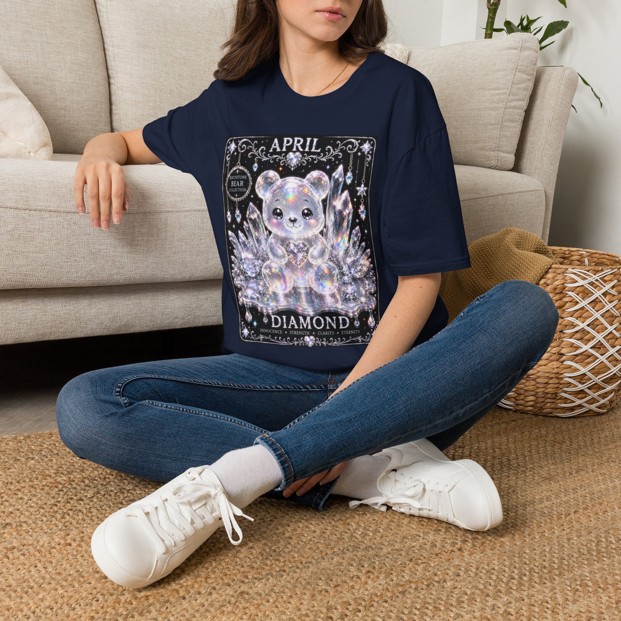 April, Diamond Birthstone Crystal Oozy Bear Friend Special Addition- Graphic Shirt