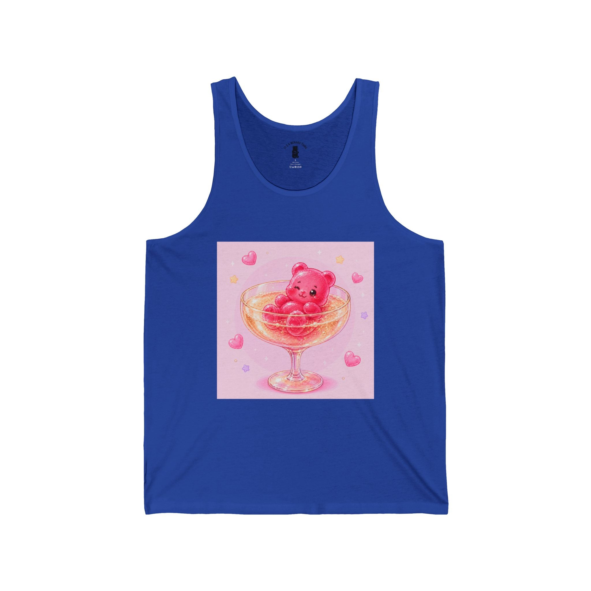 Champagne Glass Delight, Pink Boozy Gooey Gummy Bear – Kawaii Graphic Tank Top