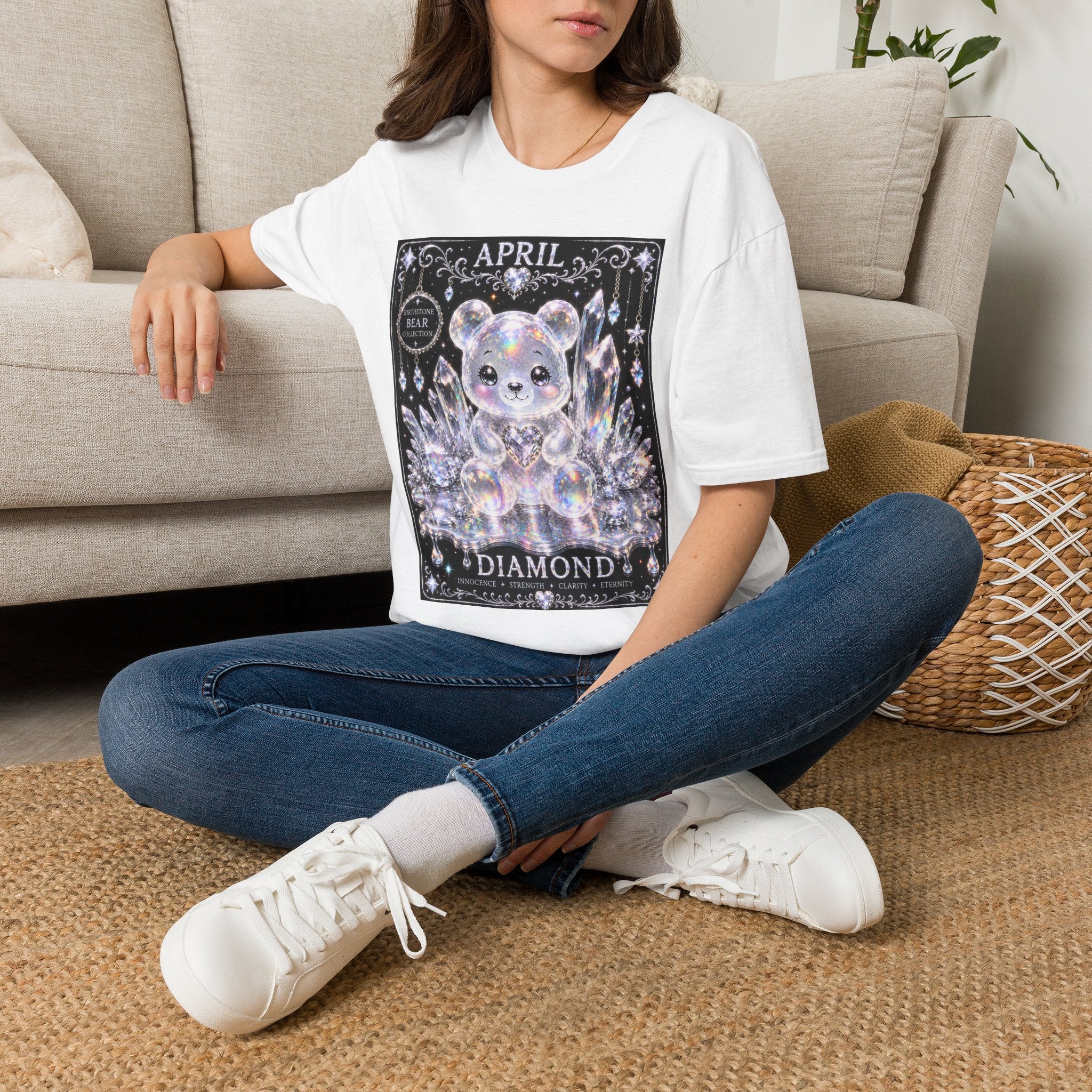 April, Diamond Birthstone Crystal Oozy Bear Friend Special Addition- Graphic Shirt