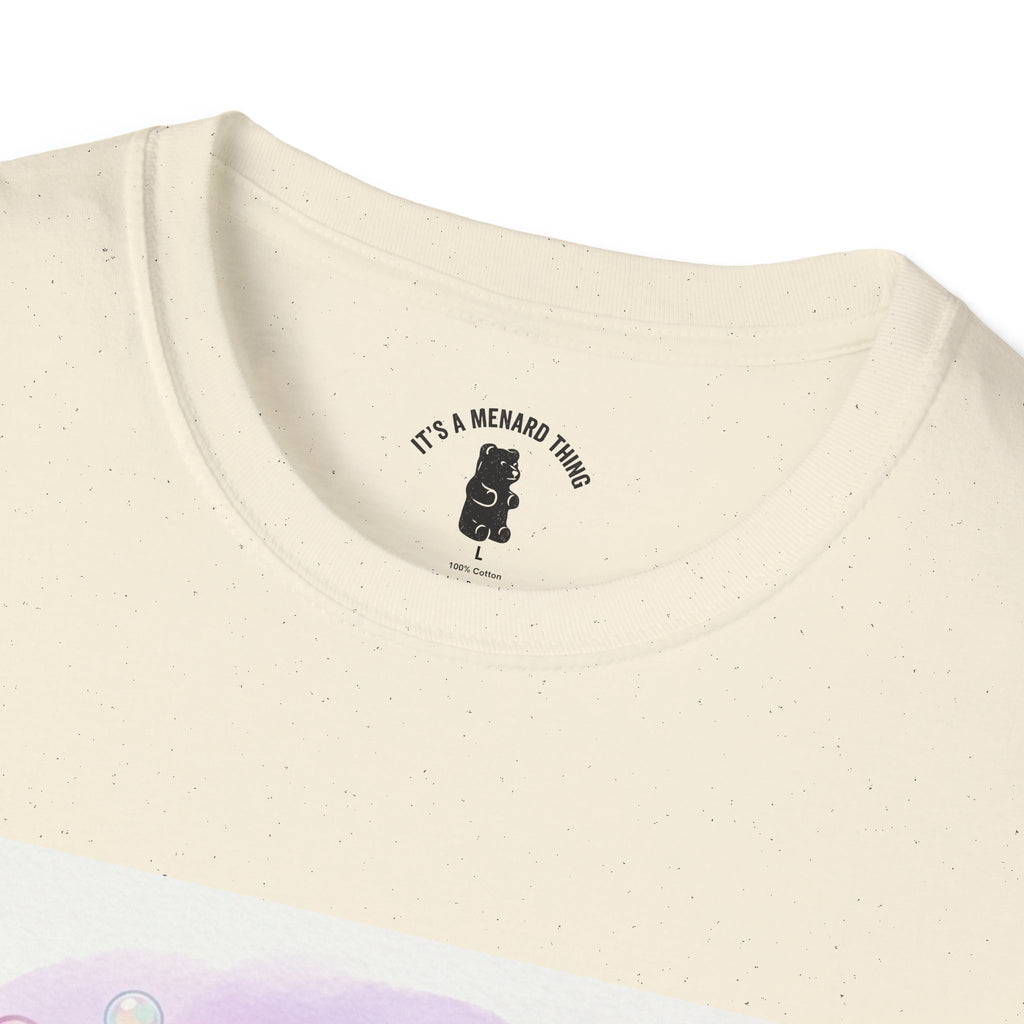 Blue Gooey Gummy Friend sharing Milk & Cookies — Pastel Graphic T-Shirt