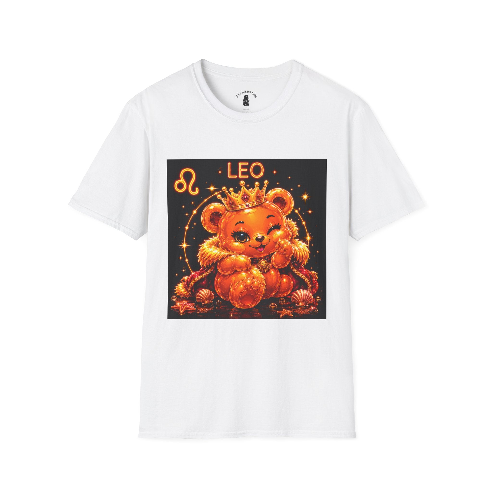 Leo Zodiac Crowned Oozy Bear Friend Astrology- Graphic Shirt