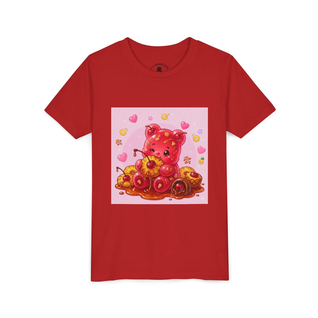 Cherry & Pineapple Gooey Gummy Bear Heart Graphic Youth T-Shirt