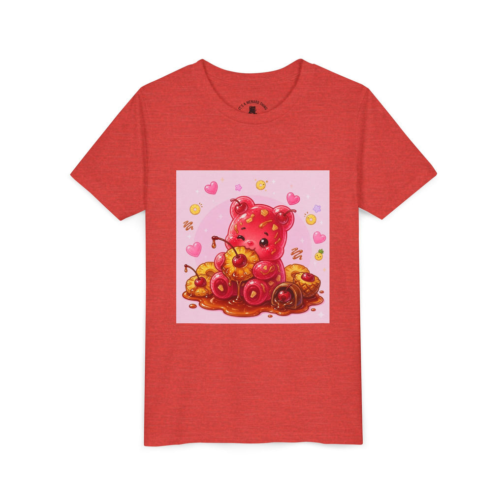 Cherry & Pineapple Gooey Gummy Bear Heart Graphic Youth T-Shirt