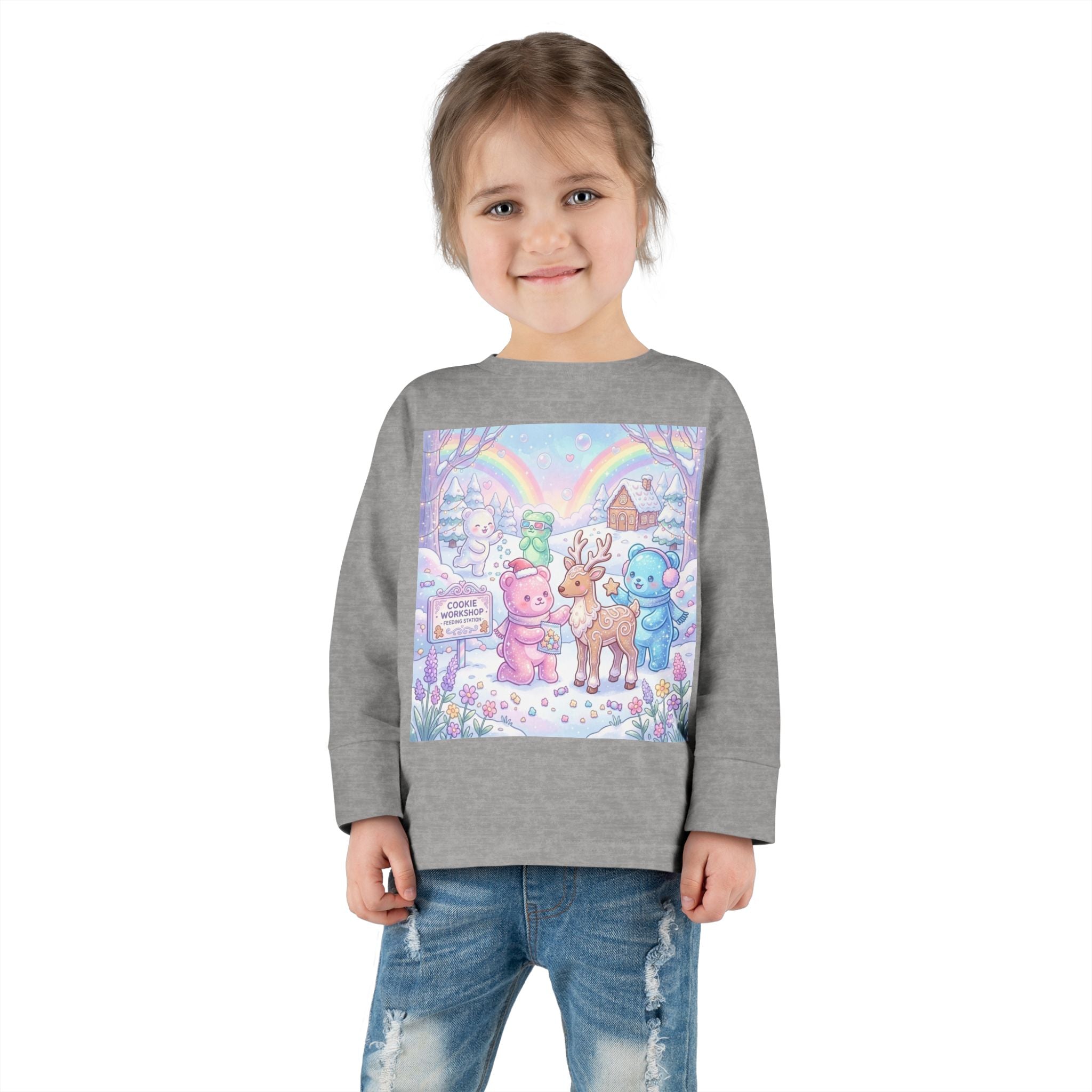 Feeding the Reindeer, Oozy Bear Friends Special Holiday- Graphic Long Sleeve Shirt